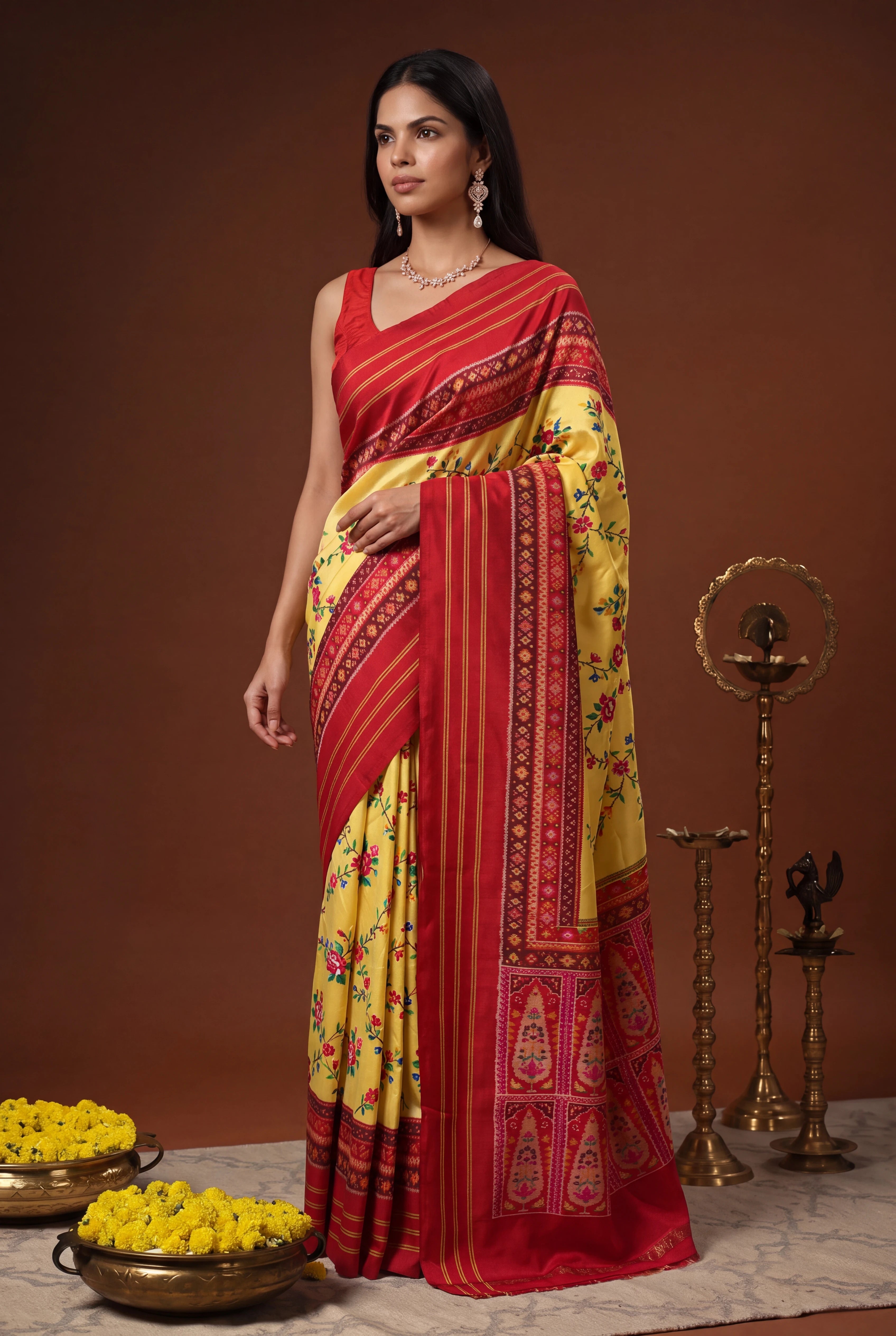 Light Yellow Patola Silk Saree