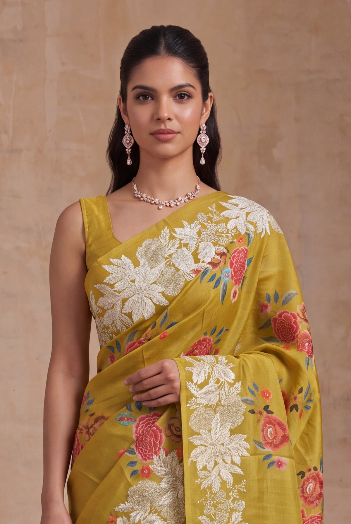 Mustard Yellow Tussar Silk Saree