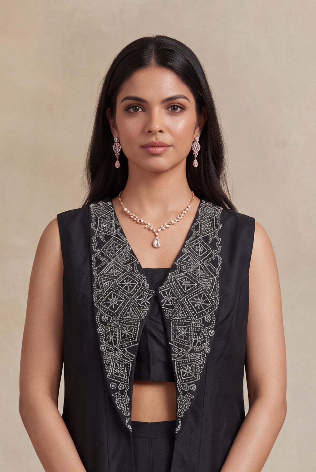 Black Silk Indo-Western Palazzo Set
