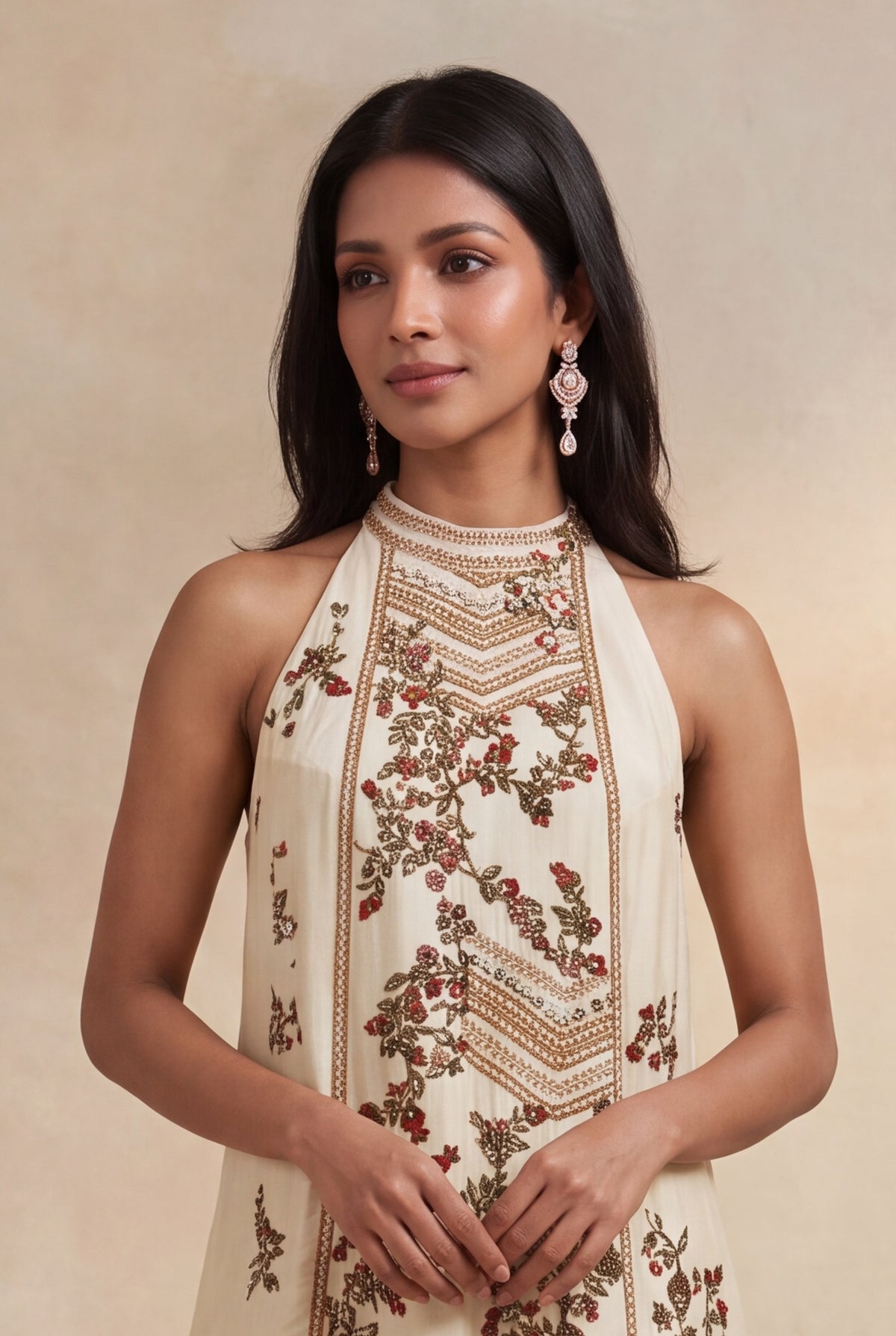 Ivory Silk Indo-Western Set