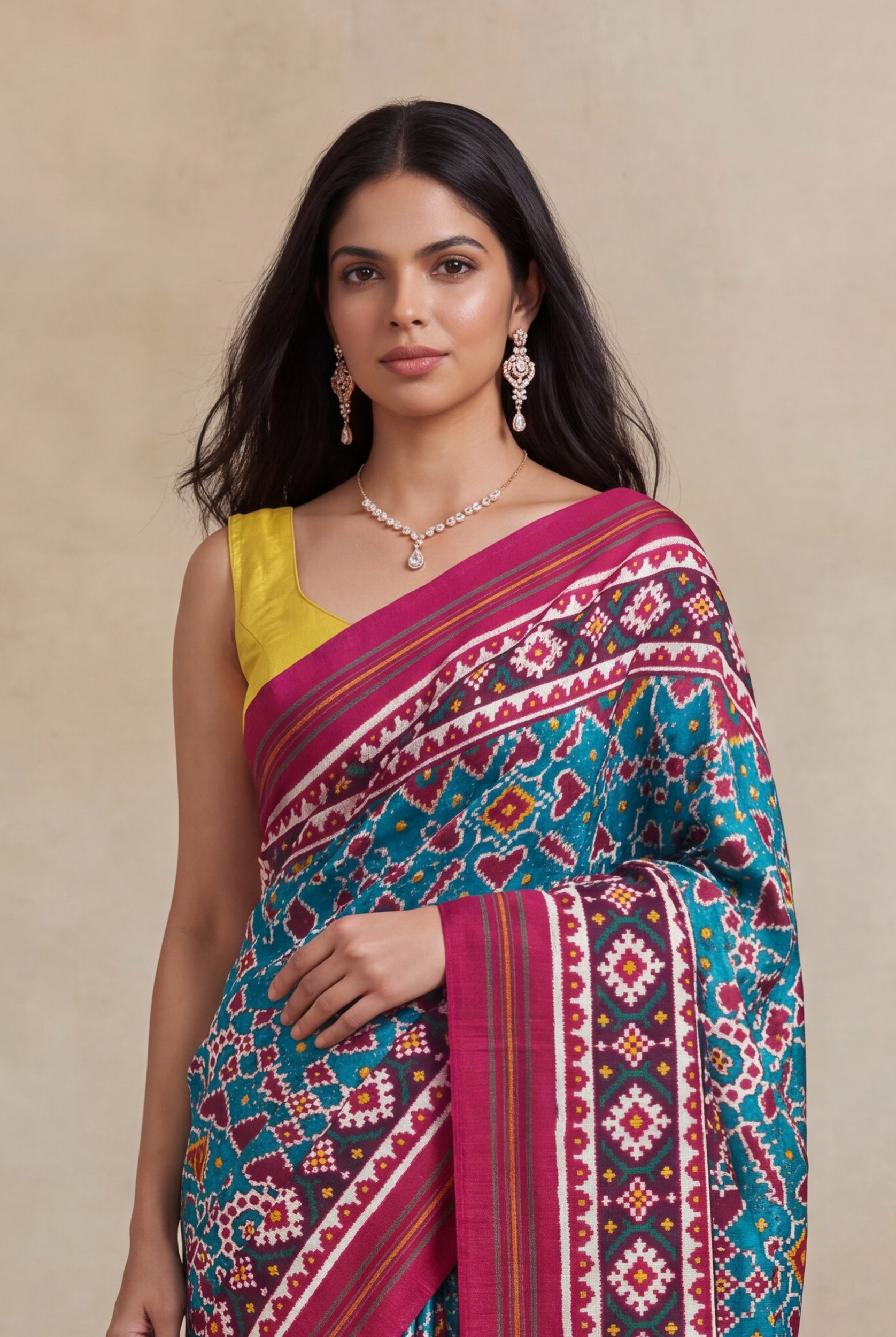 Turquoise Blue Pattan Patola Silk Saree
