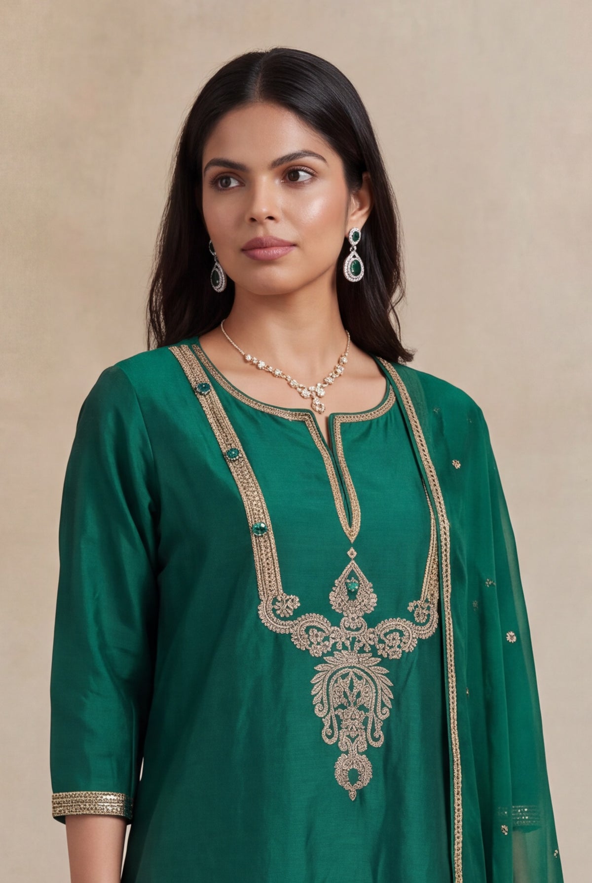 Emerald Green Silk Salwar Set