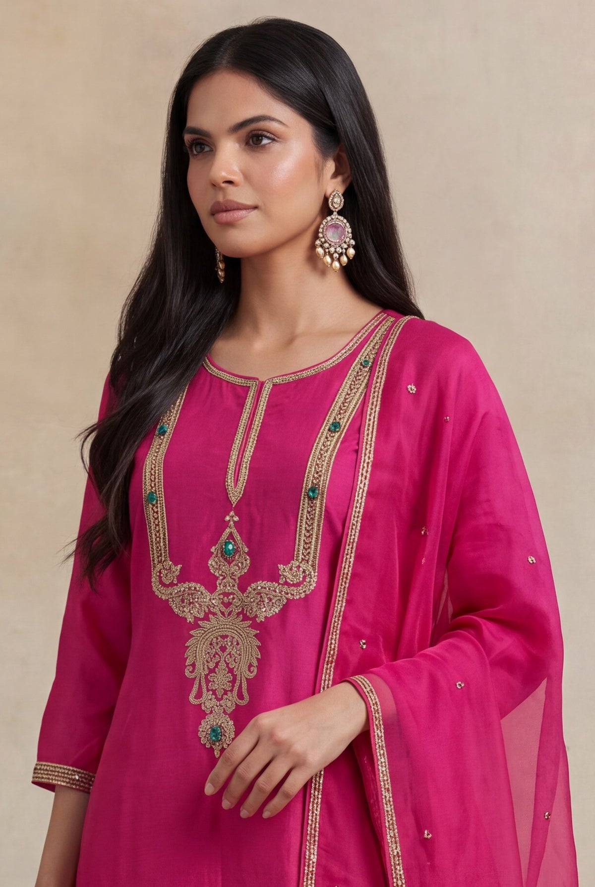 Rani Pink Silk Salwar Set