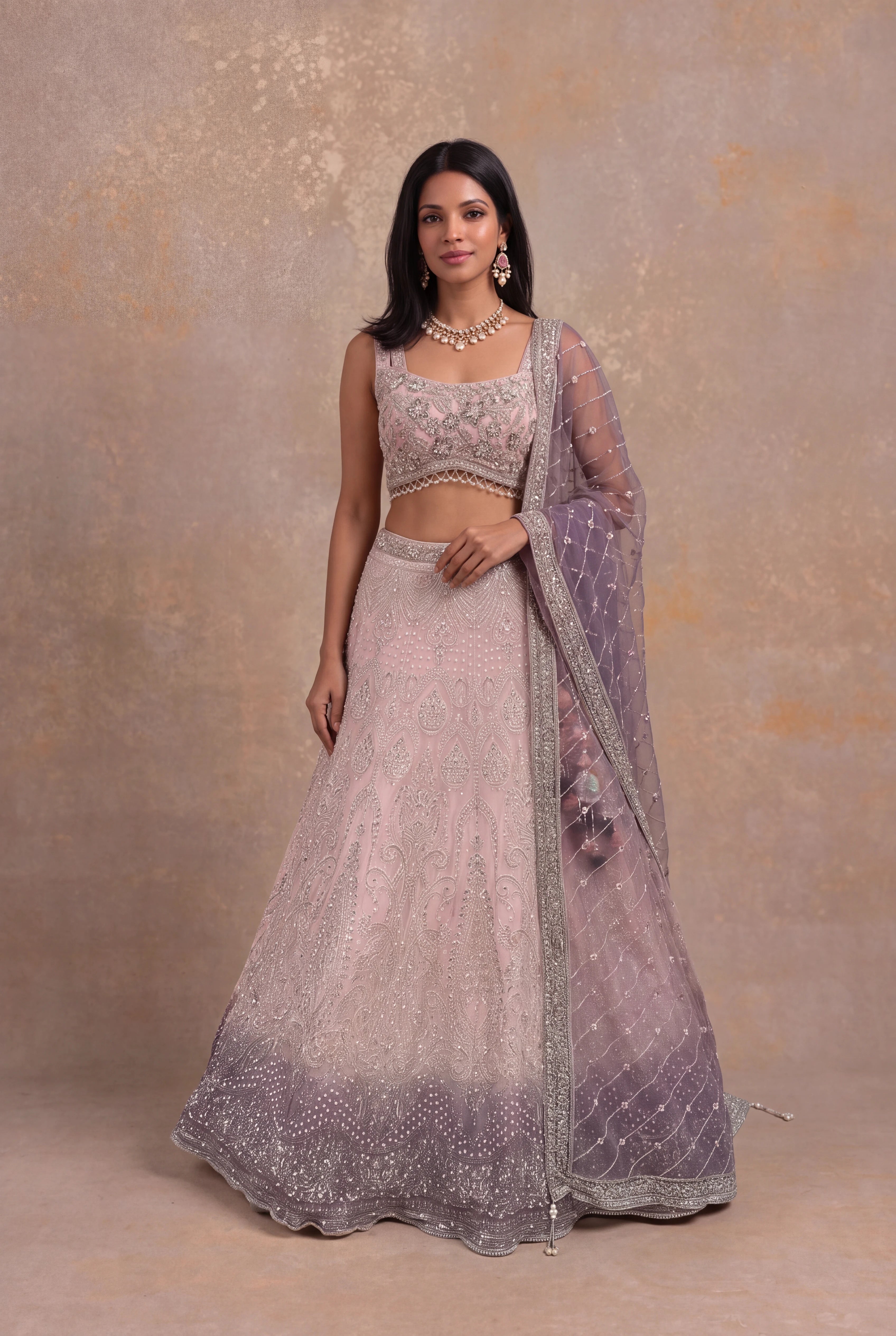 Blush Pink Georgette Lehenga