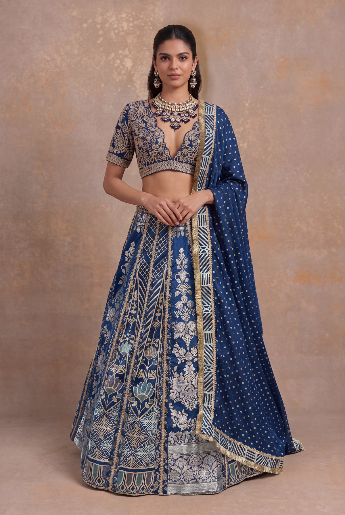 Royal Blue Banarasi Lehenga