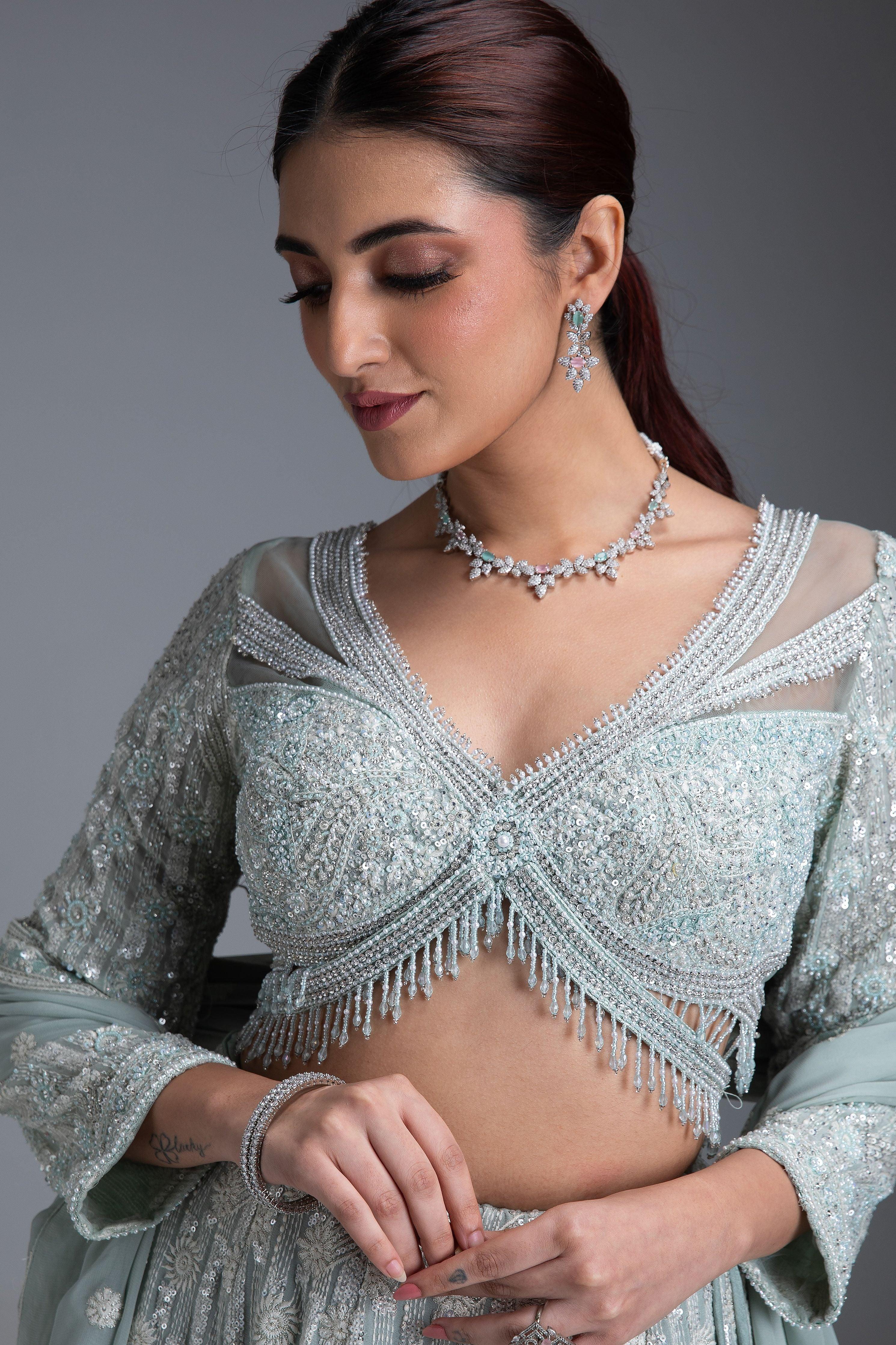 Mint Green Lehenga Set - Mokshaa