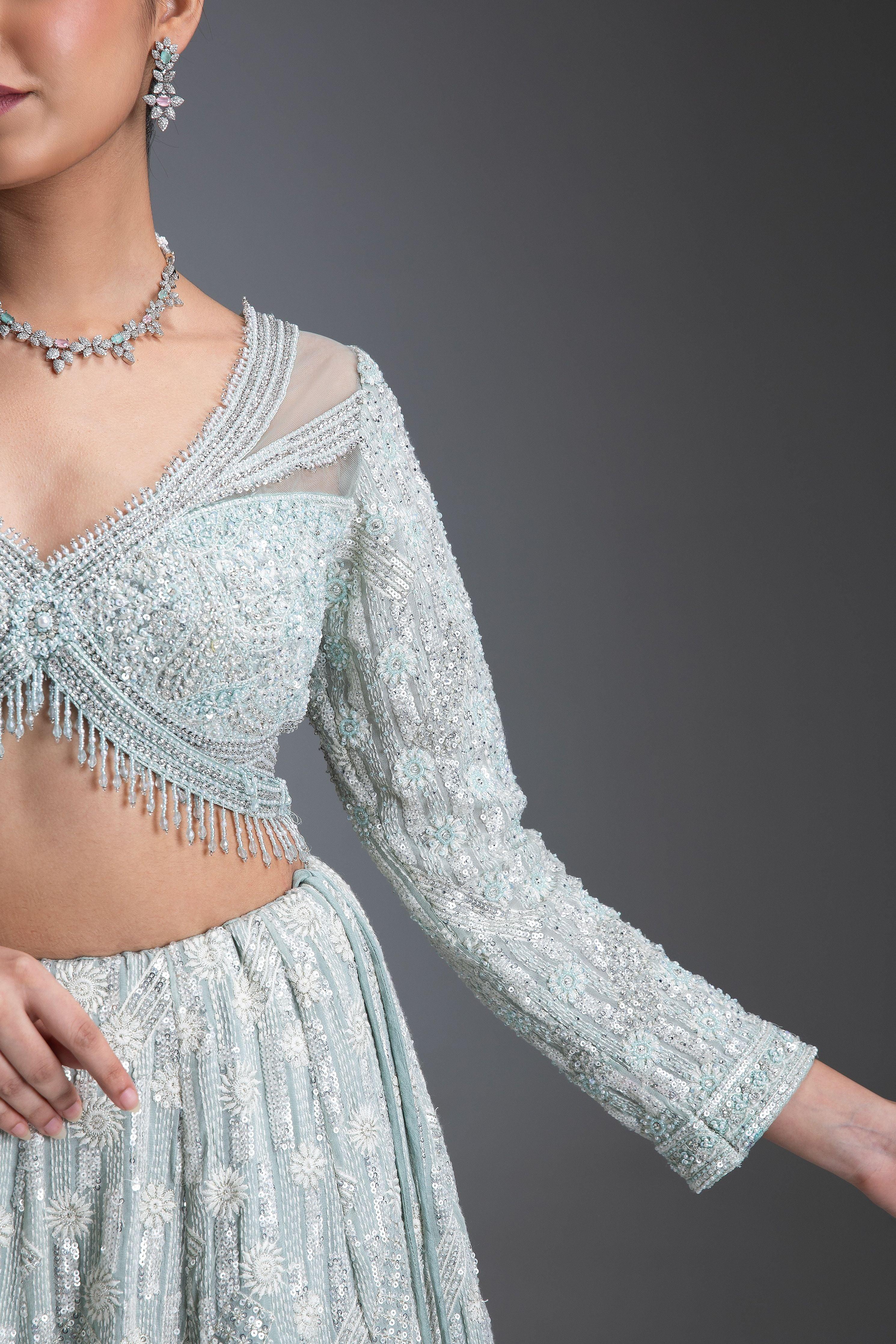 Mint Green Lehenga Set - Mokshaa