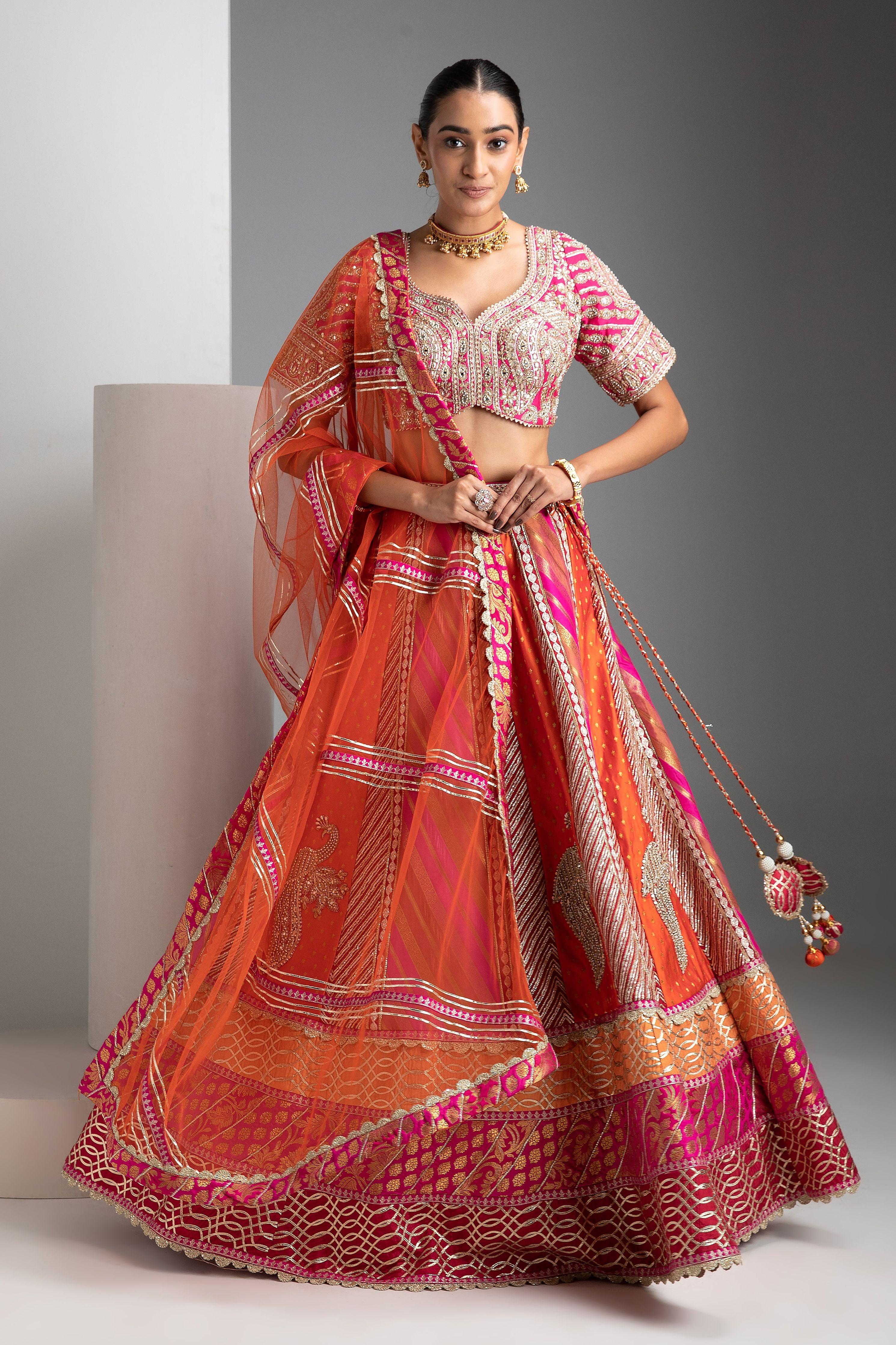 Multicolor Banarasi Lehenga Set - Mokshaa