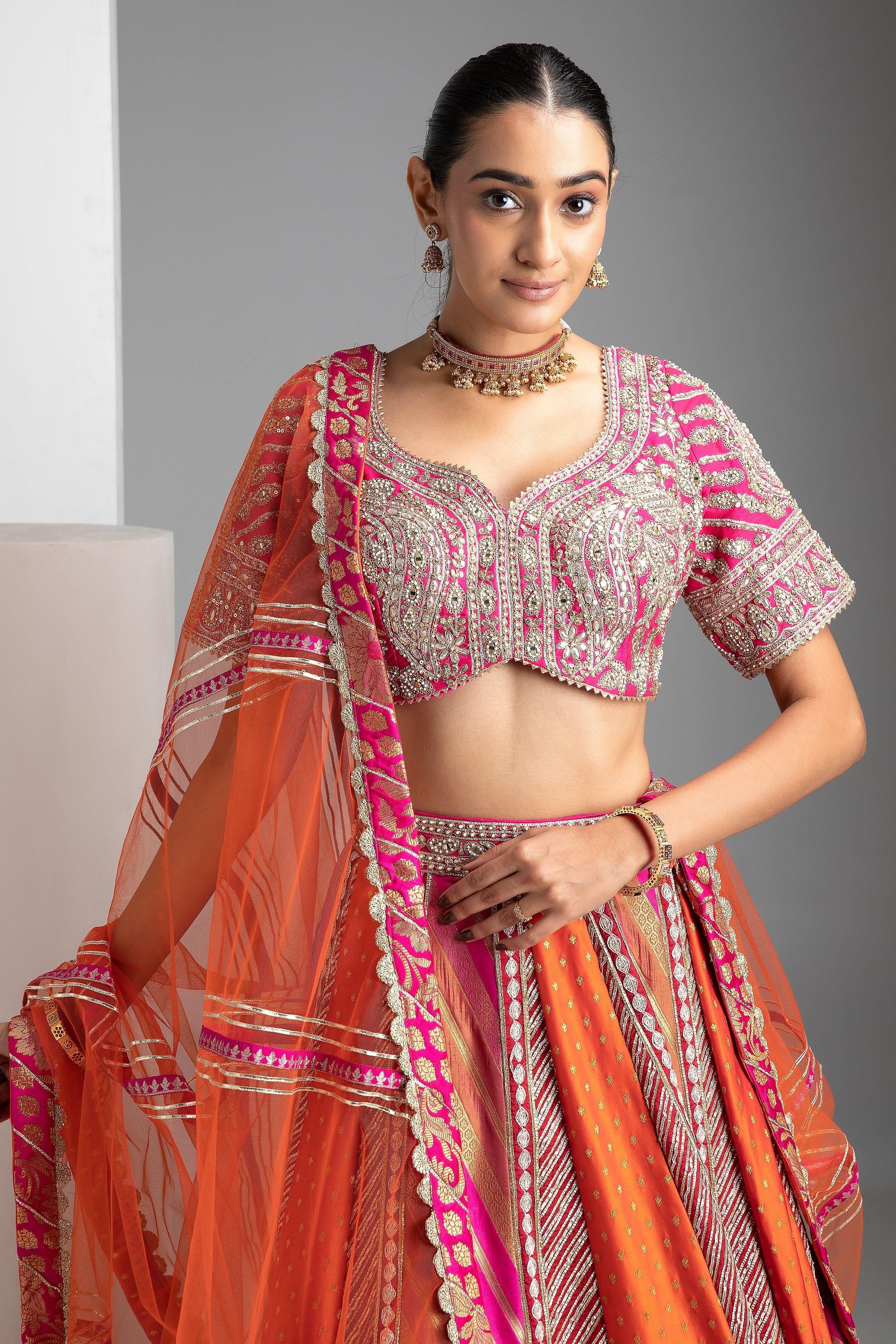 Multicolor Banarasi Lehenga Set - Mokshaa