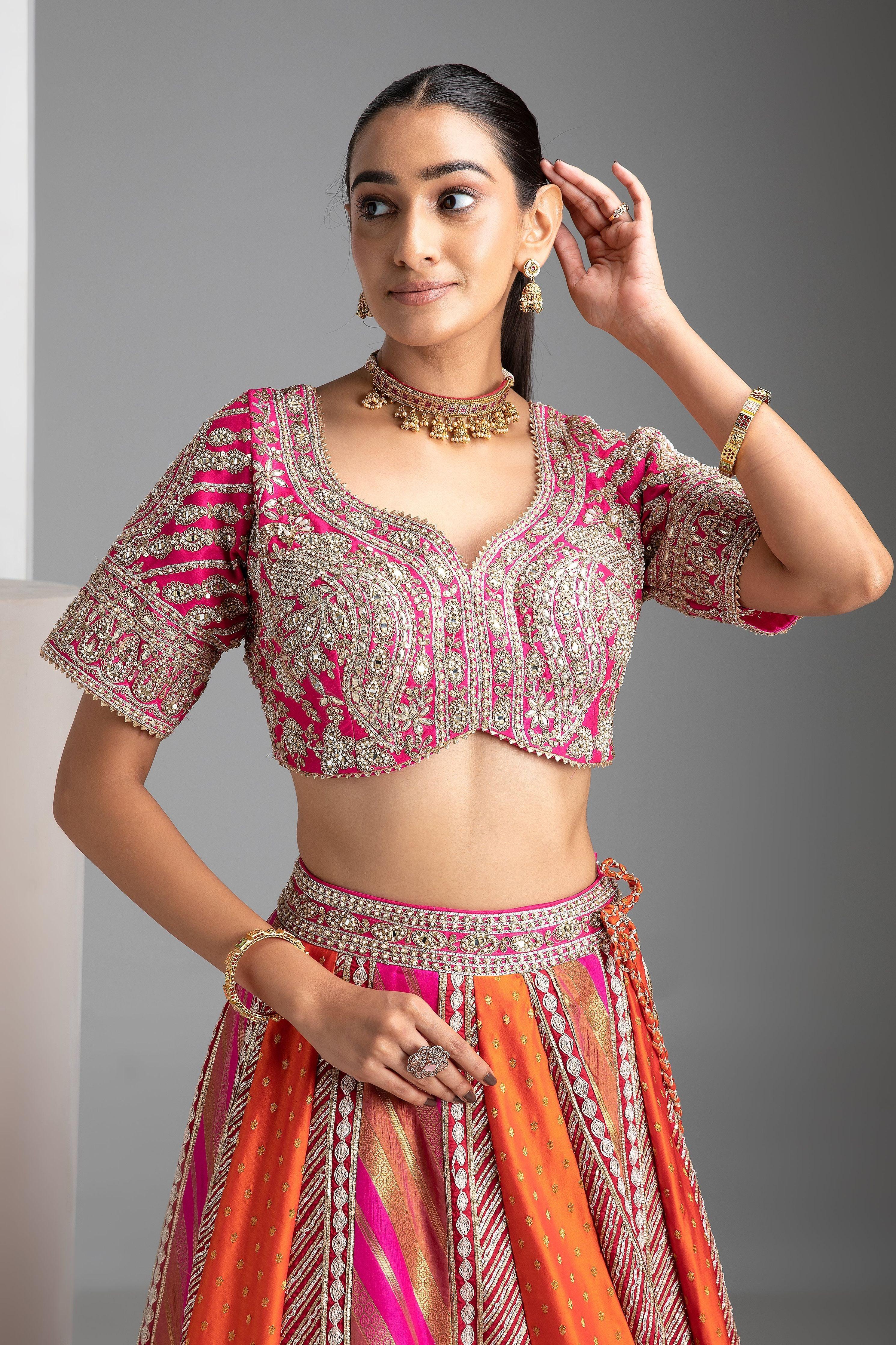 Multicolor Banarasi Lehenga Set - Mokshaa