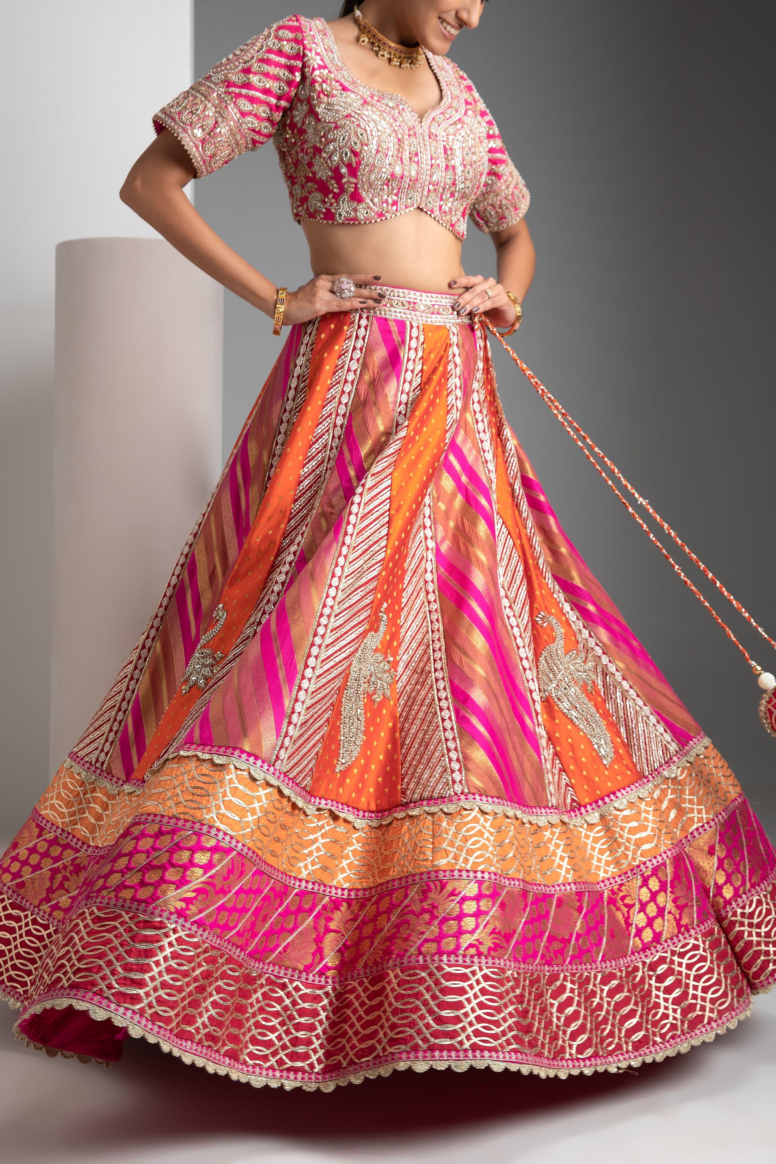 Multicolor Banarasi Lehenga Set - Mokshaa
