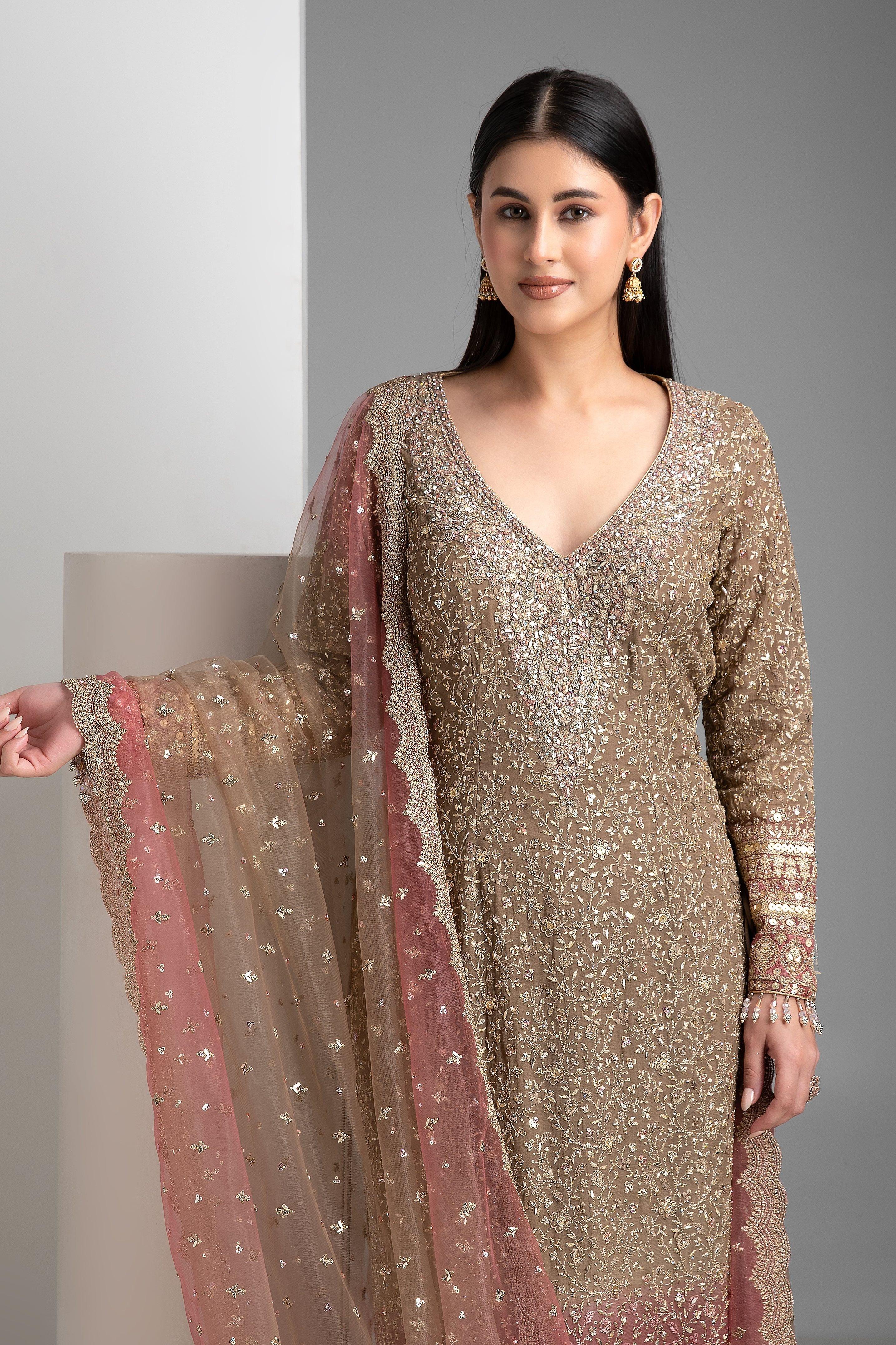 Golden Brown Shaded Straight Set - Mokshaa