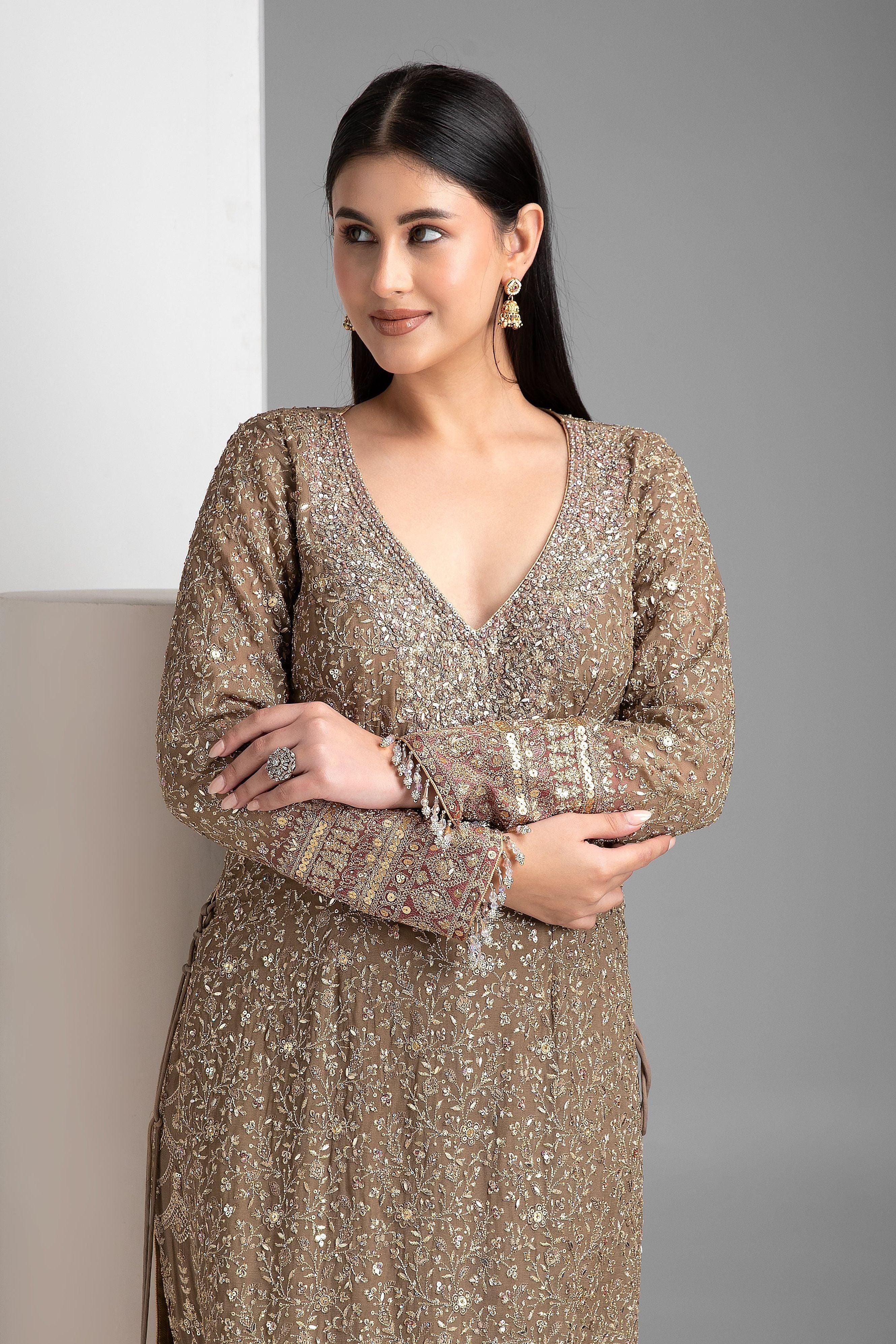 Golden Brown Shaded Straight Set - Mokshaa