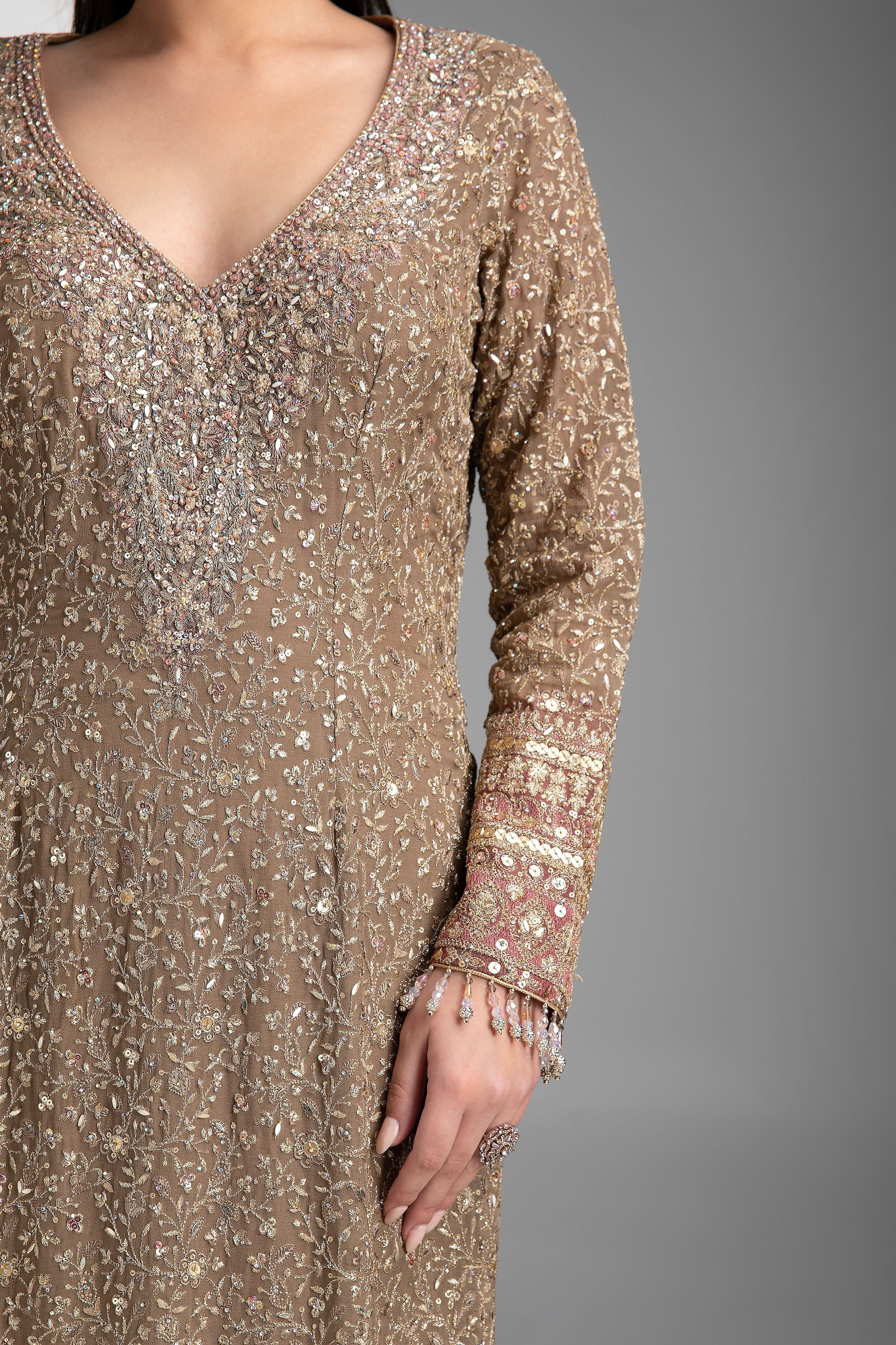 Golden Brown Shaded Straight Set - Mokshaa