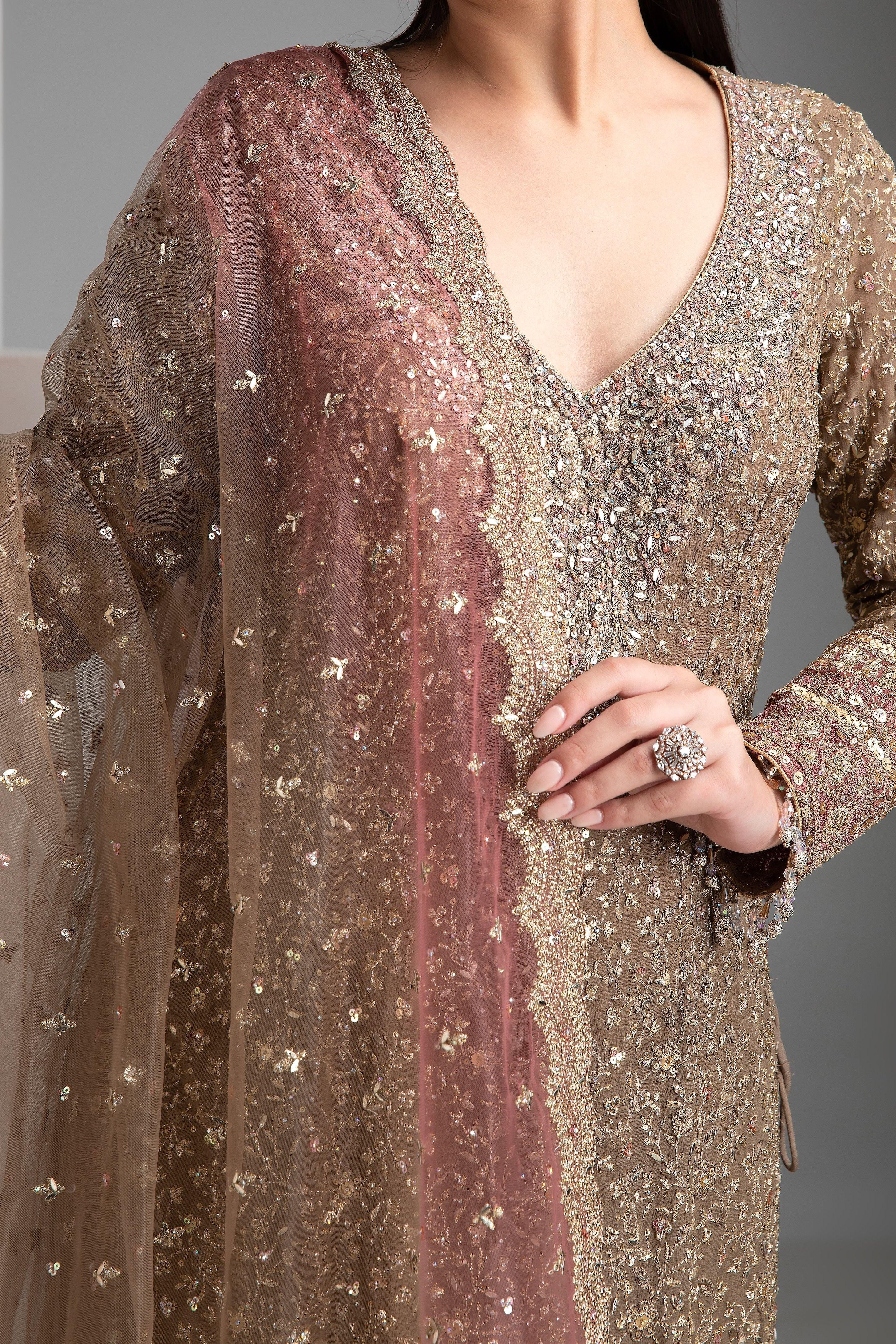 Golden Brown Shaded Straight Set - Mokshaa