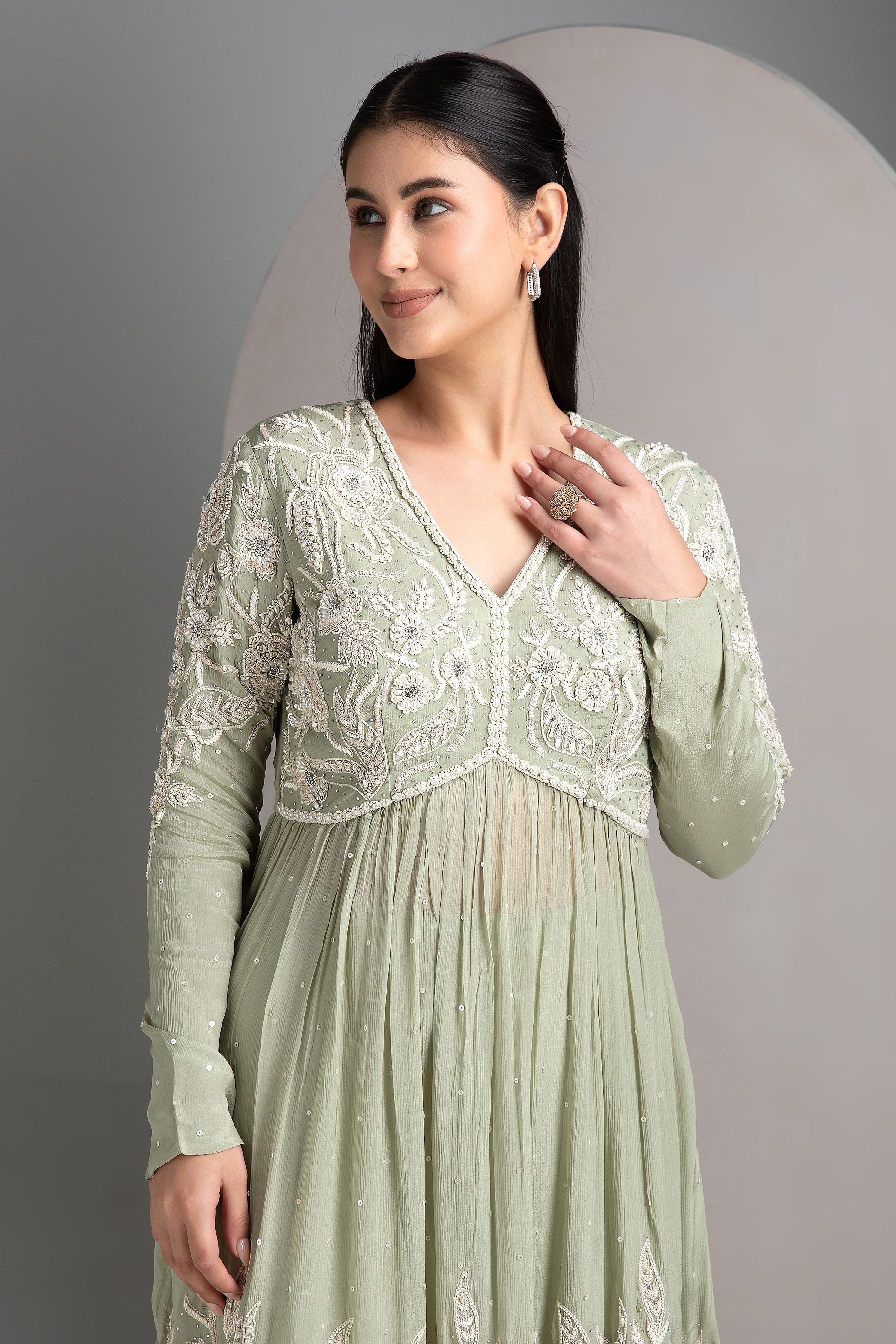 Pastel Green Palazzo Set - Mokshaa