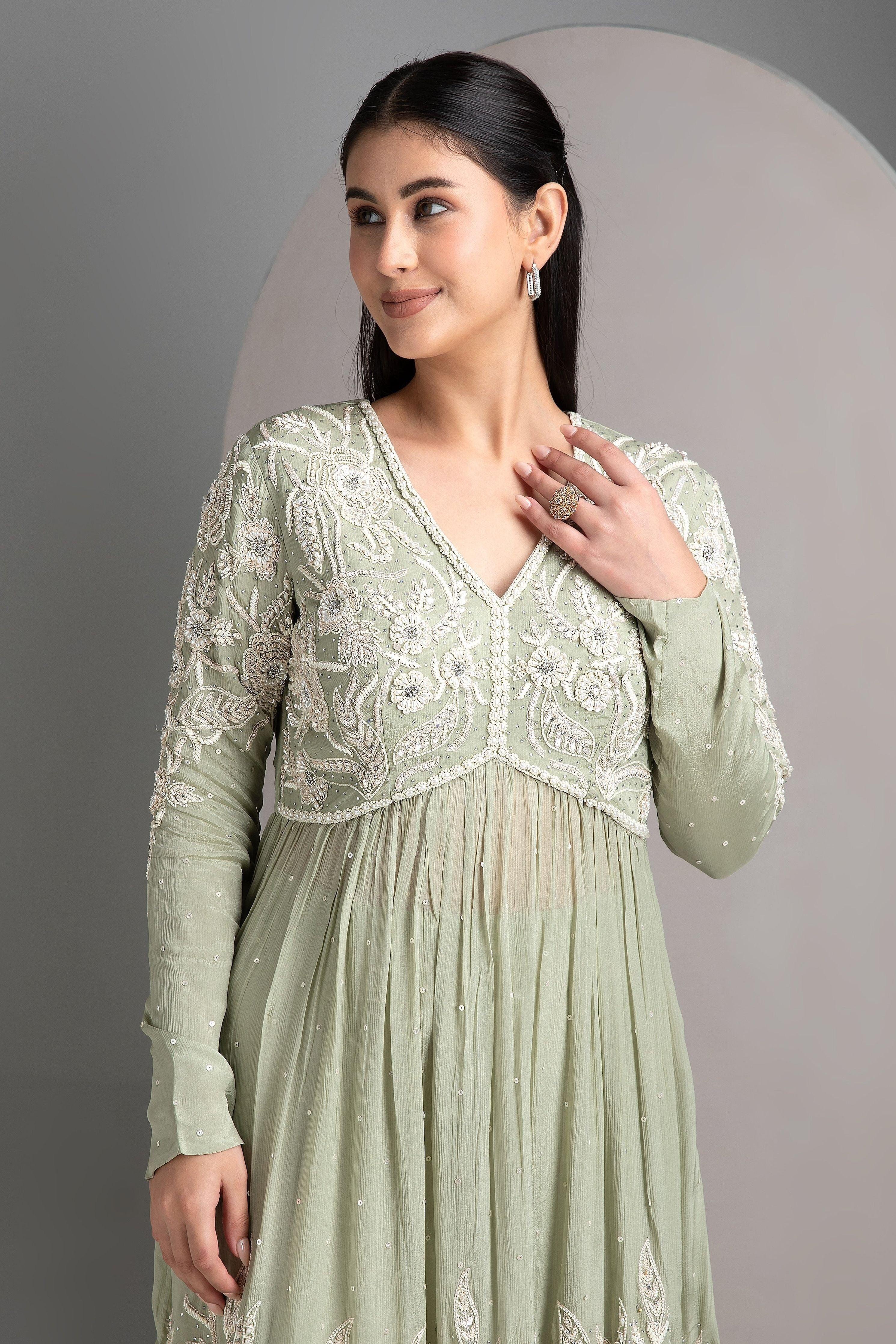 Pastel Green Palazzo Set - Mokshaa