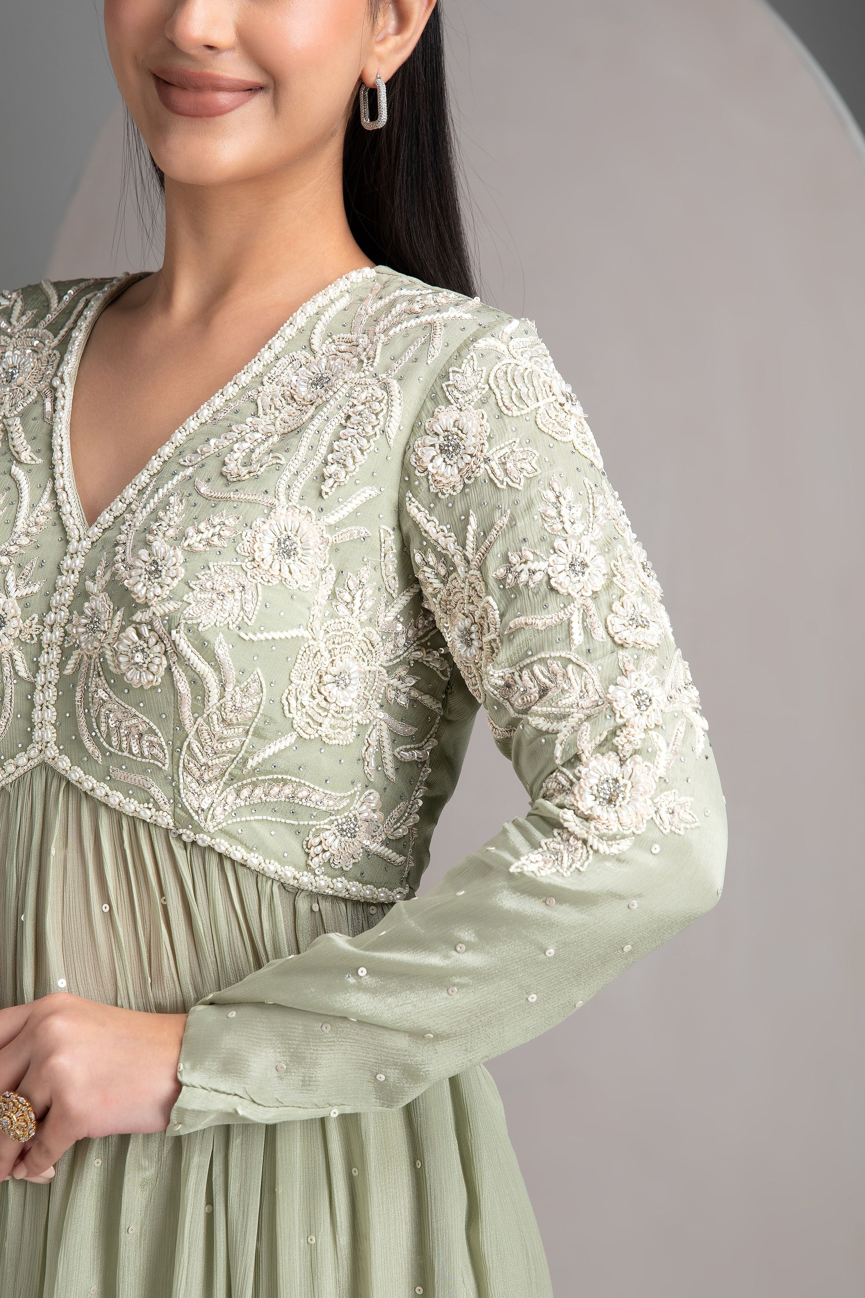 Pastel Green Palazzo Set - Mokshaa