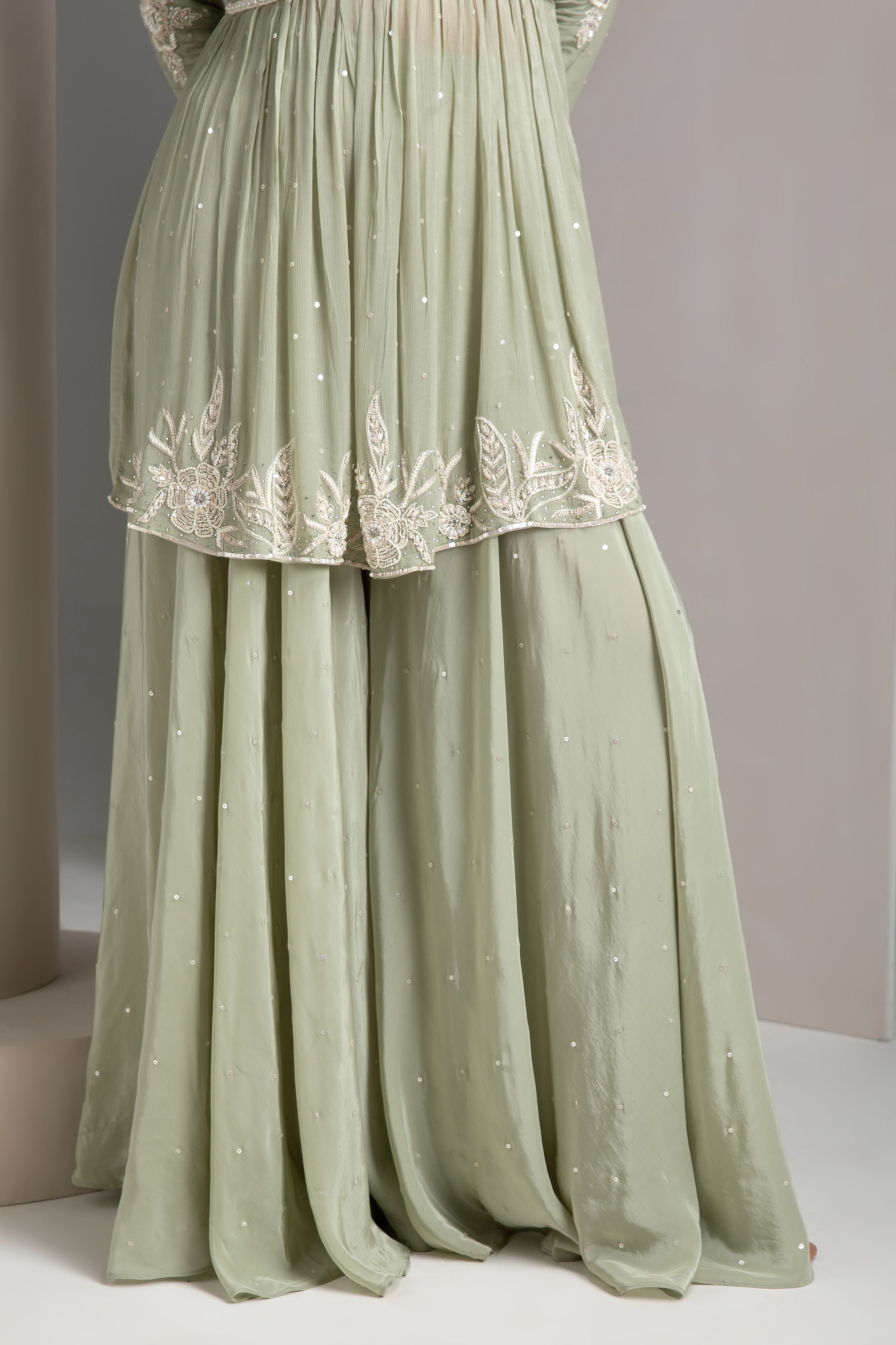 Pastel Green Palazzo Set - Mokshaa