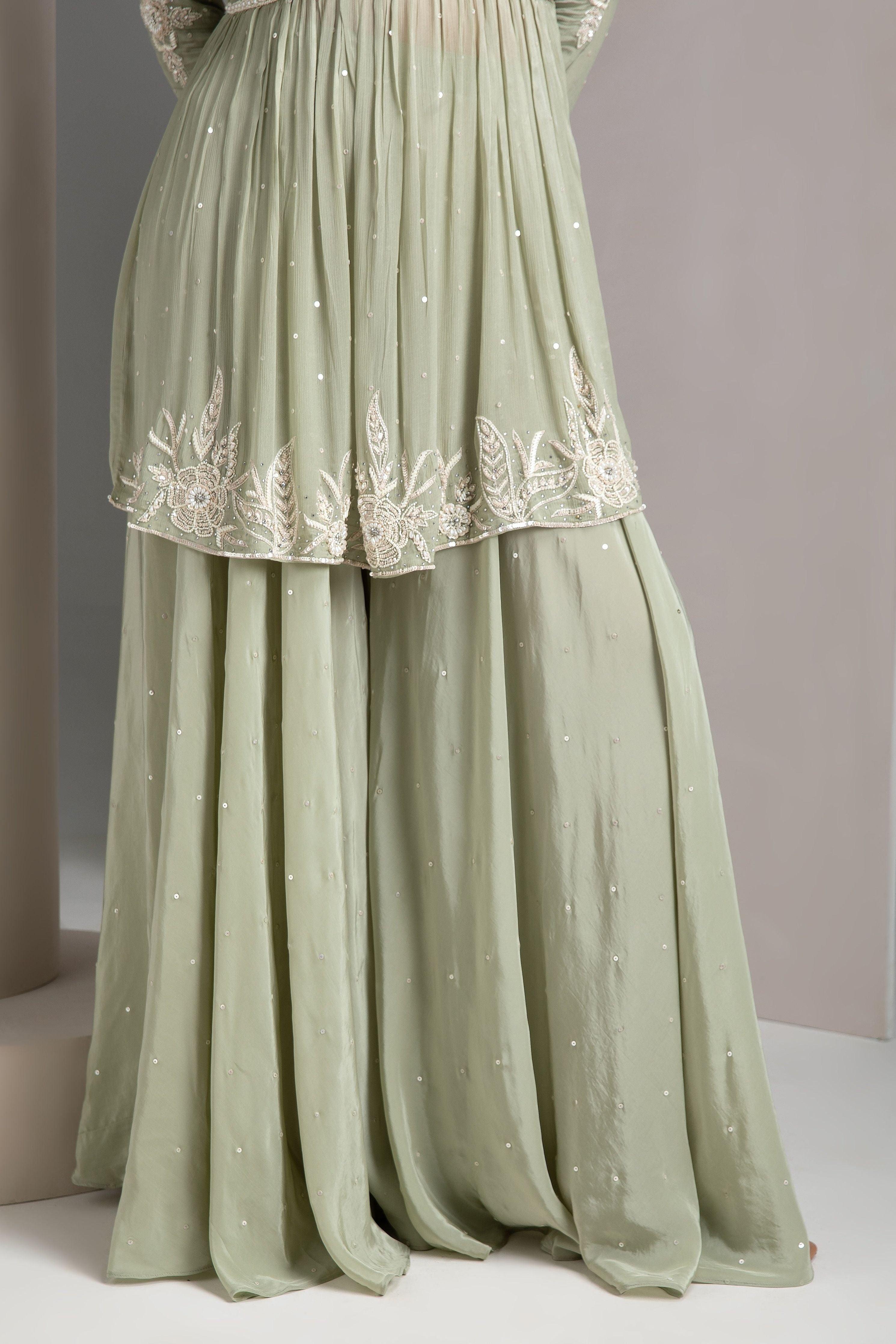 Pastel Green Palazzo Set - Mokshaa