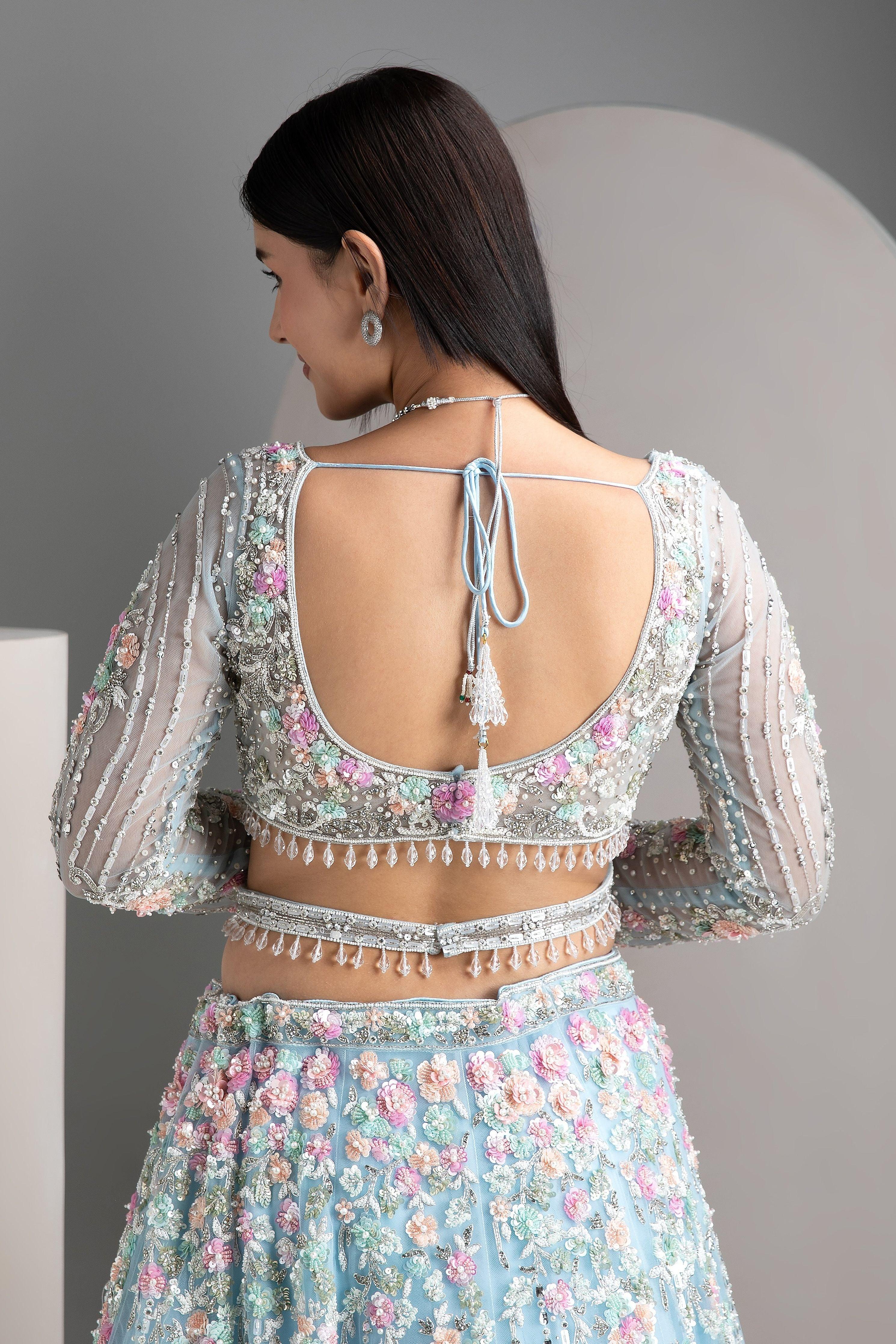 Ice Blue Lehenga Set - Mokshaa