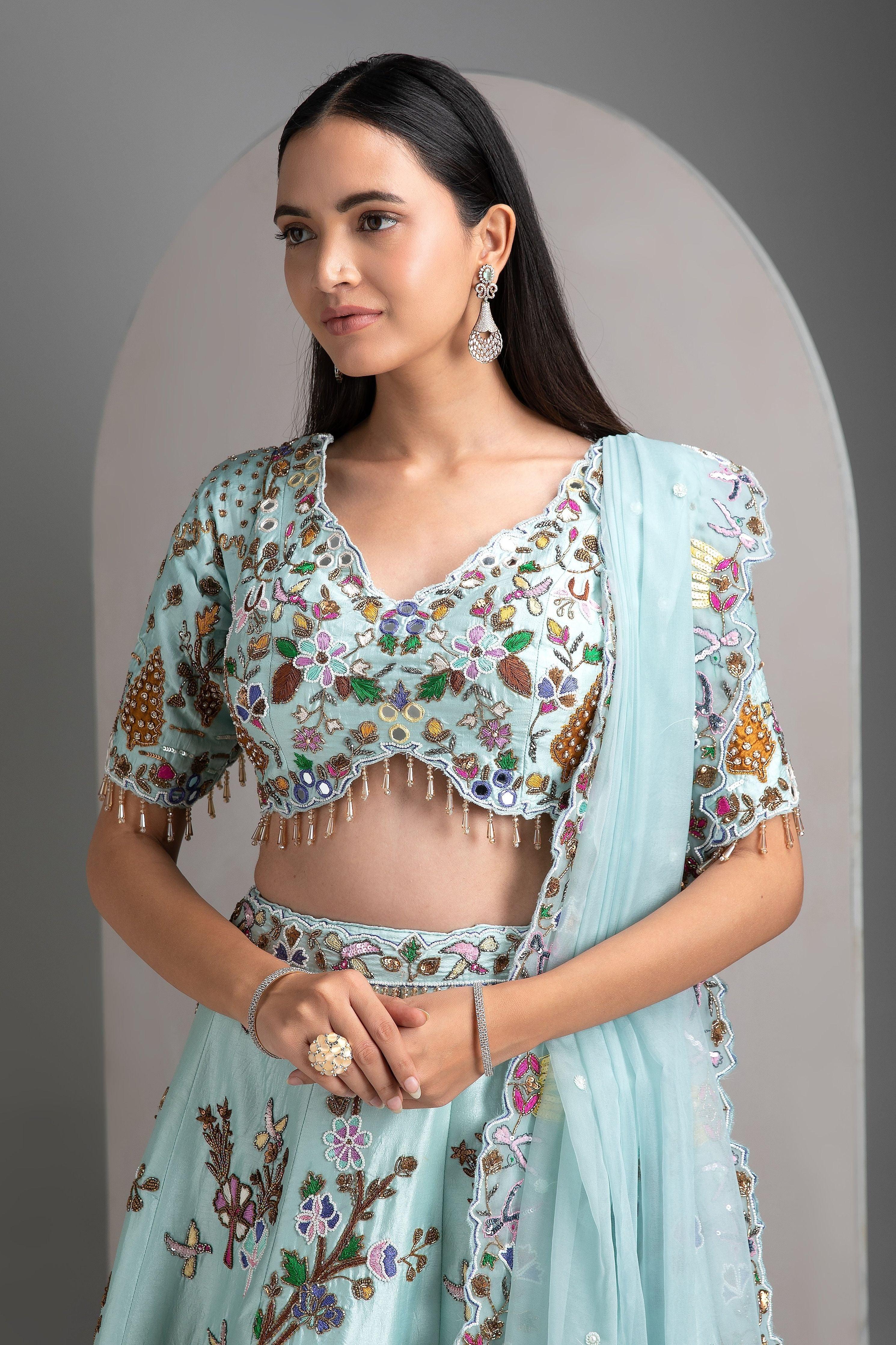Aqua Blue Lehenga Set - Mokshaa