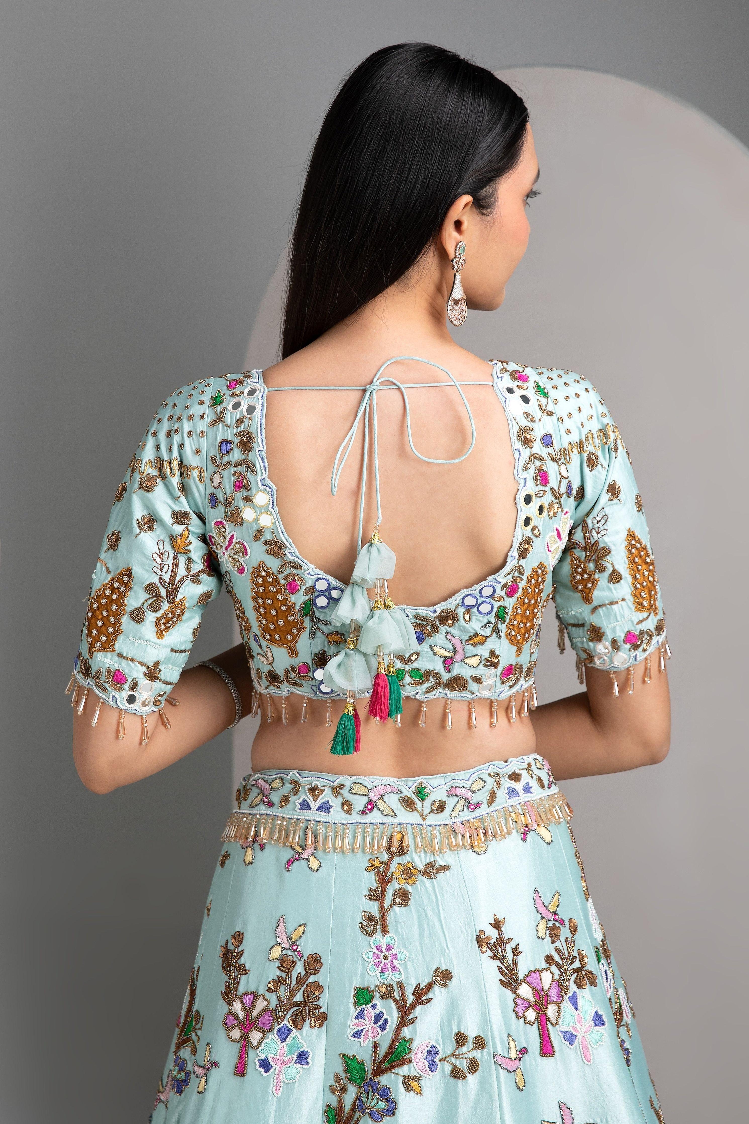 Aqua Blue Lehenga Set - Mokshaa