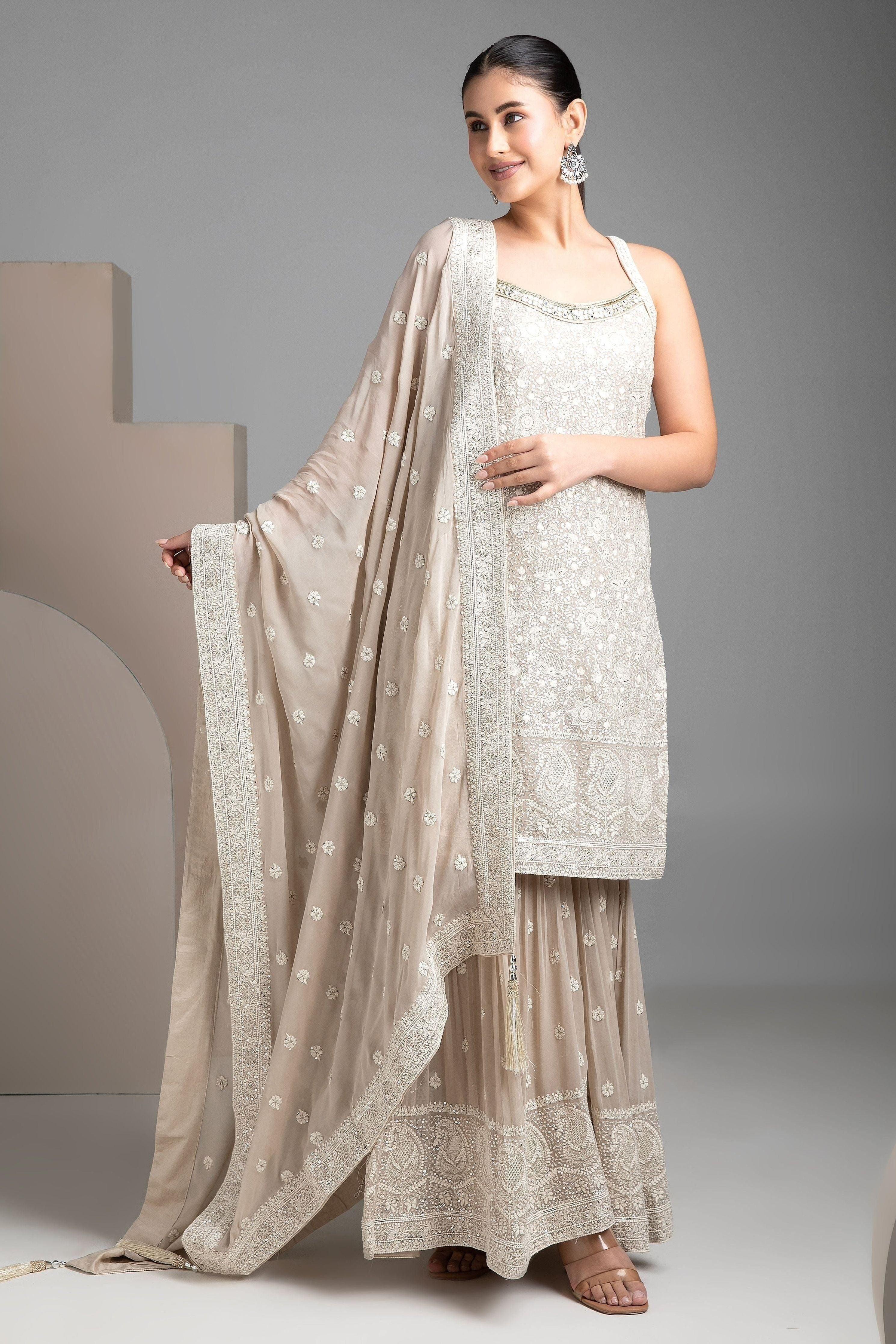 Beige Sharara Set - Mokshaa
