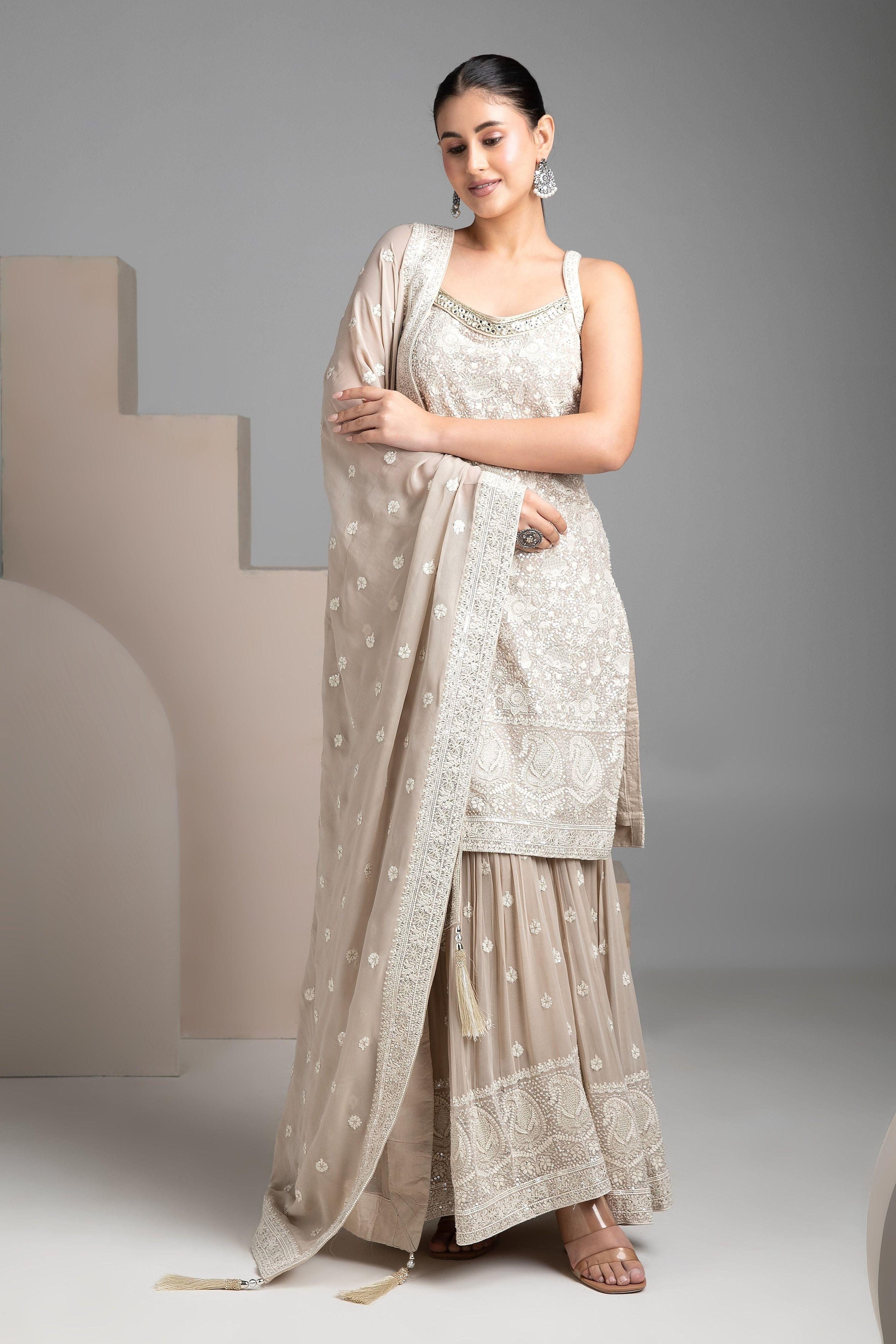 Beige Sharara Set - Mokshaa