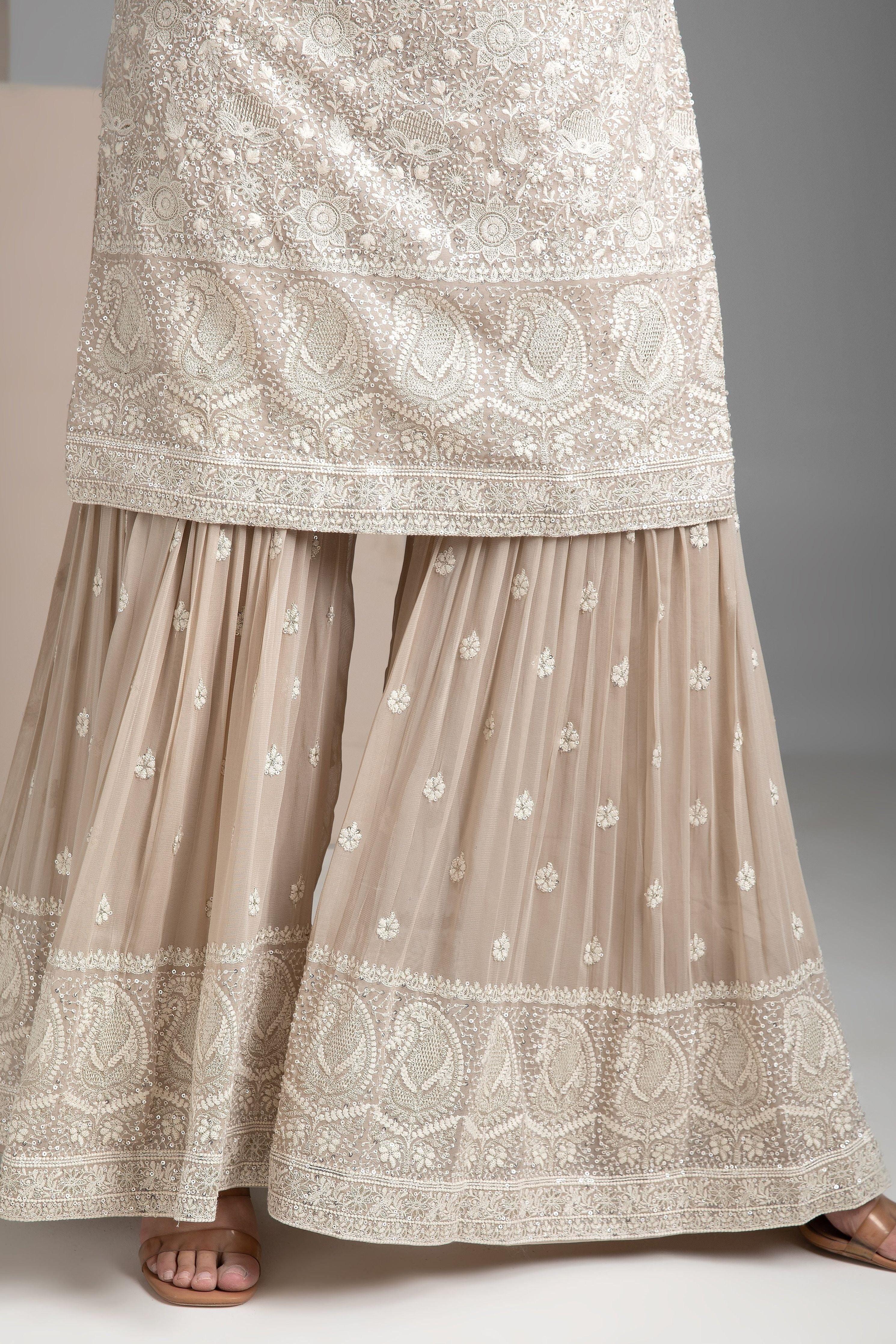 Beige Sharara Set - Mokshaa