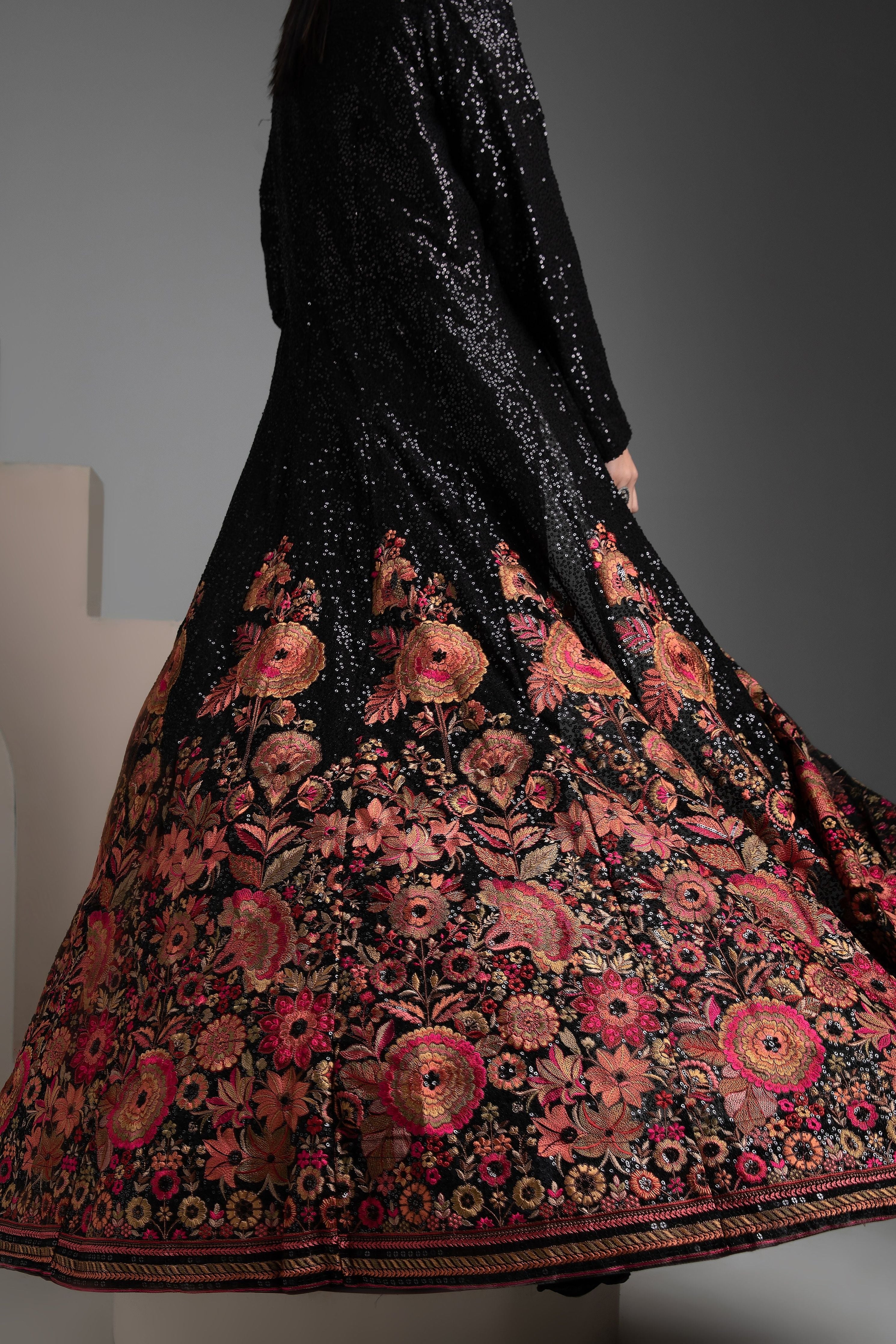 Black Georgette Indowestern Set - Mokshaa