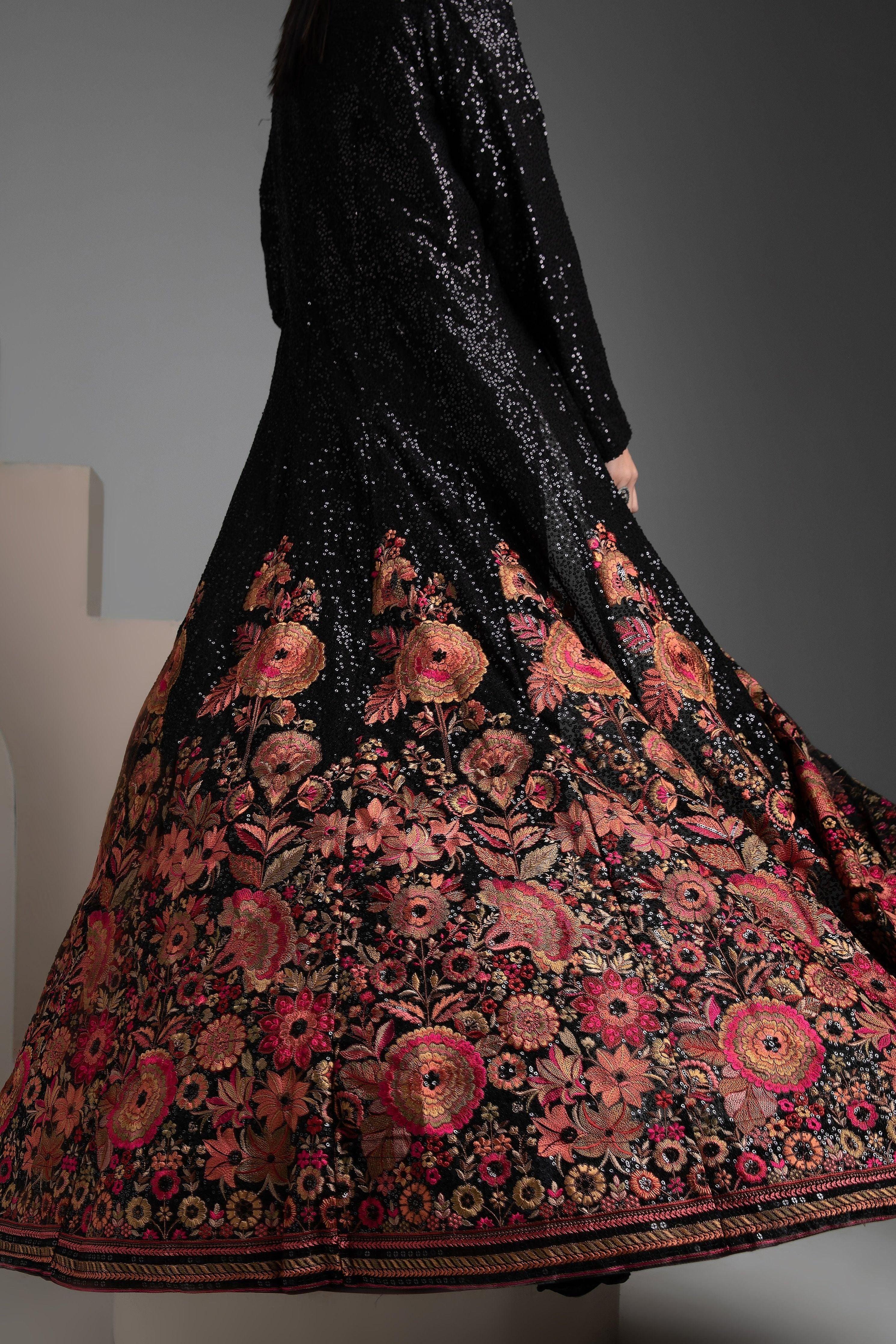 Black Georgette Indowestern Set - Mokshaa