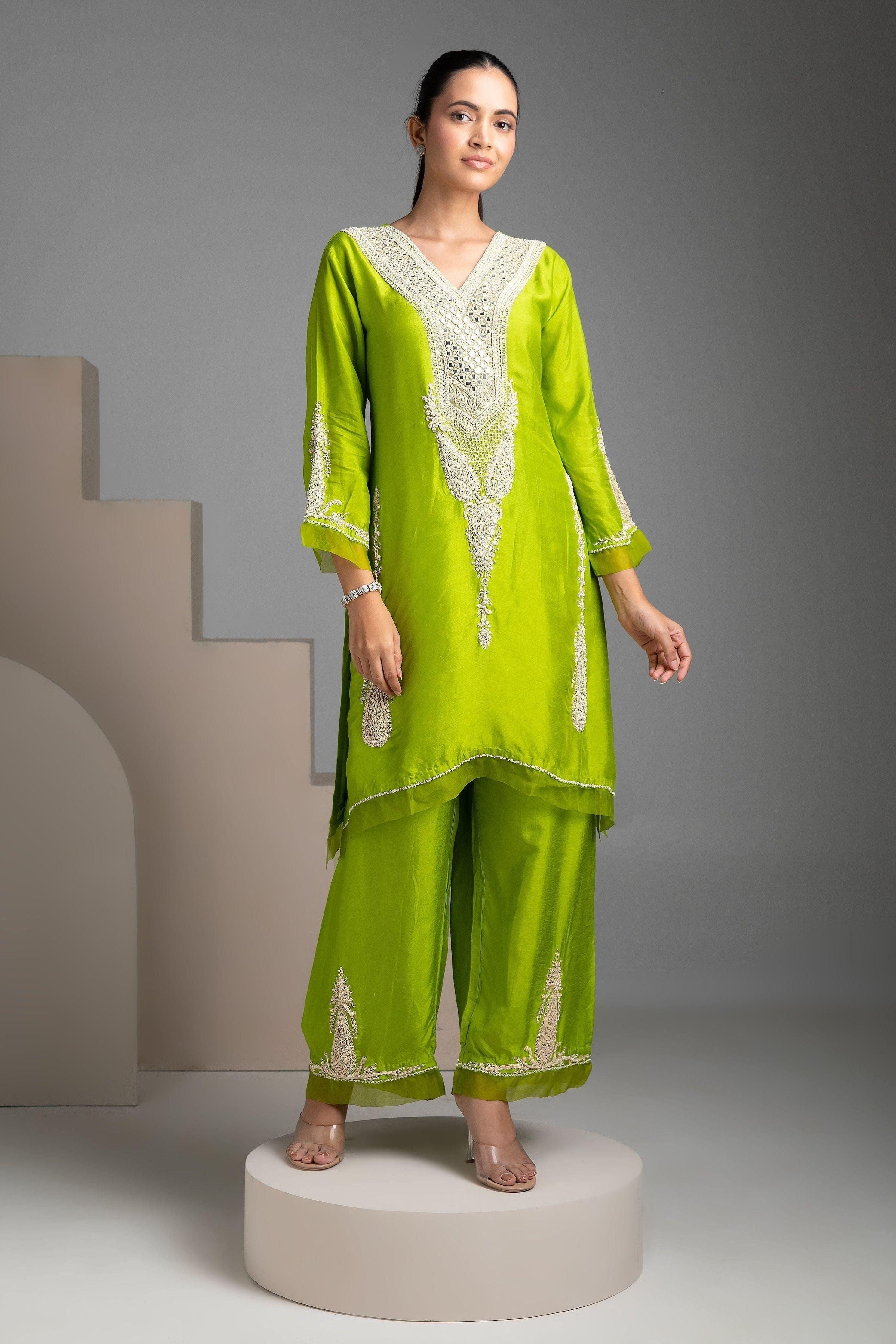 Parrot Green Salwar Set - Mokshaa