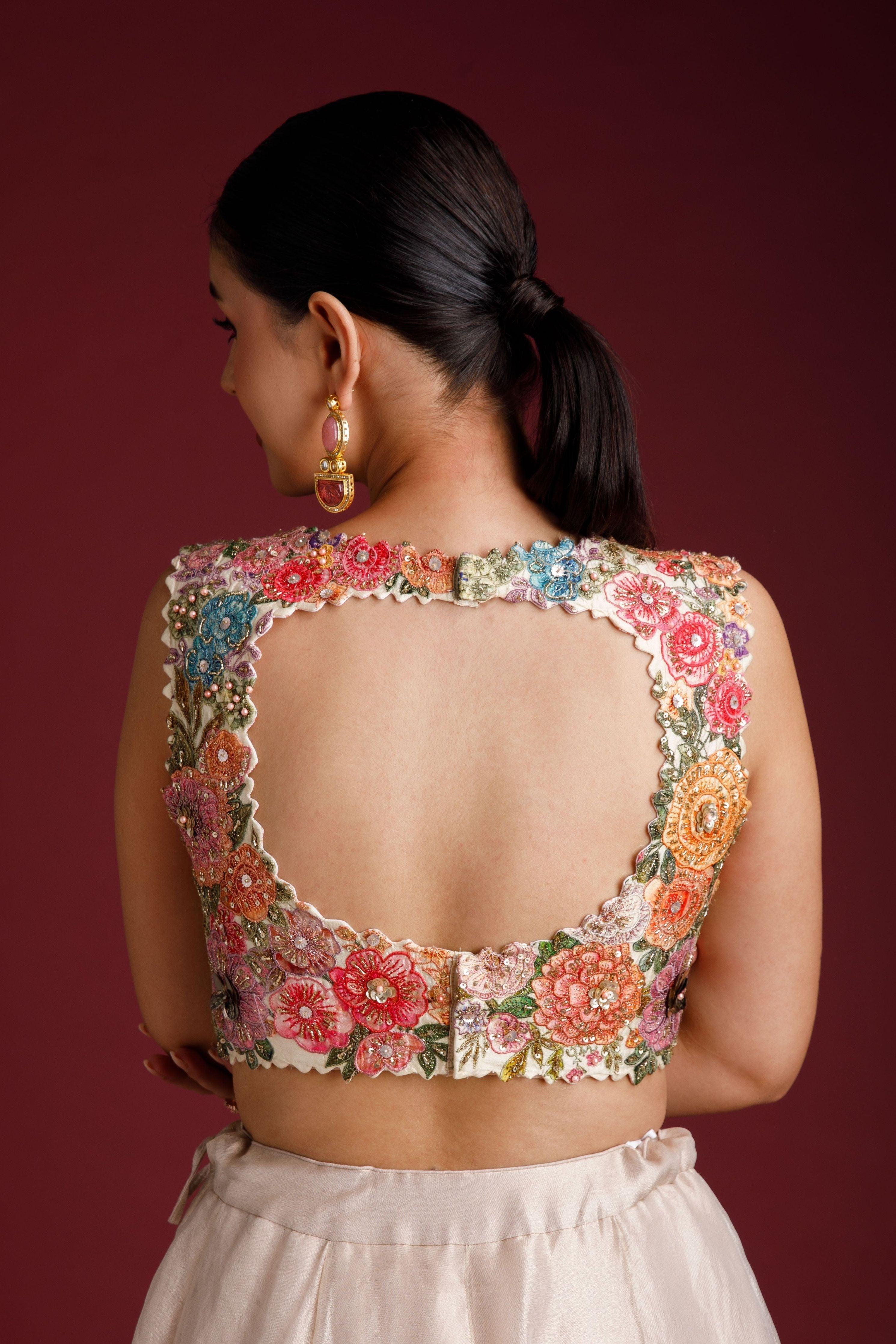 Ivory Tissue Organza Lehenga - Mokshaa