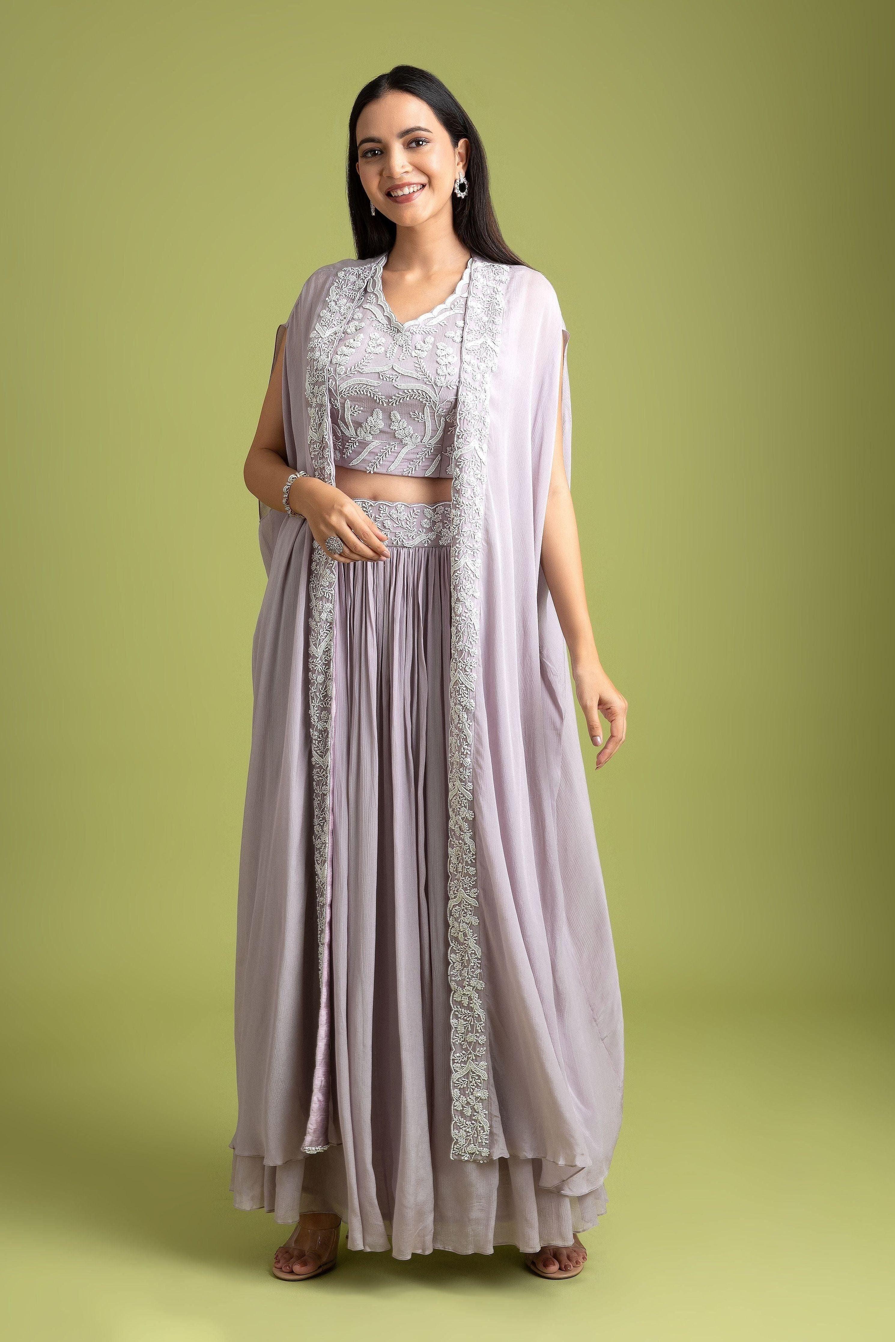 Lilac Chiffon Indo-Western | Mokshaa