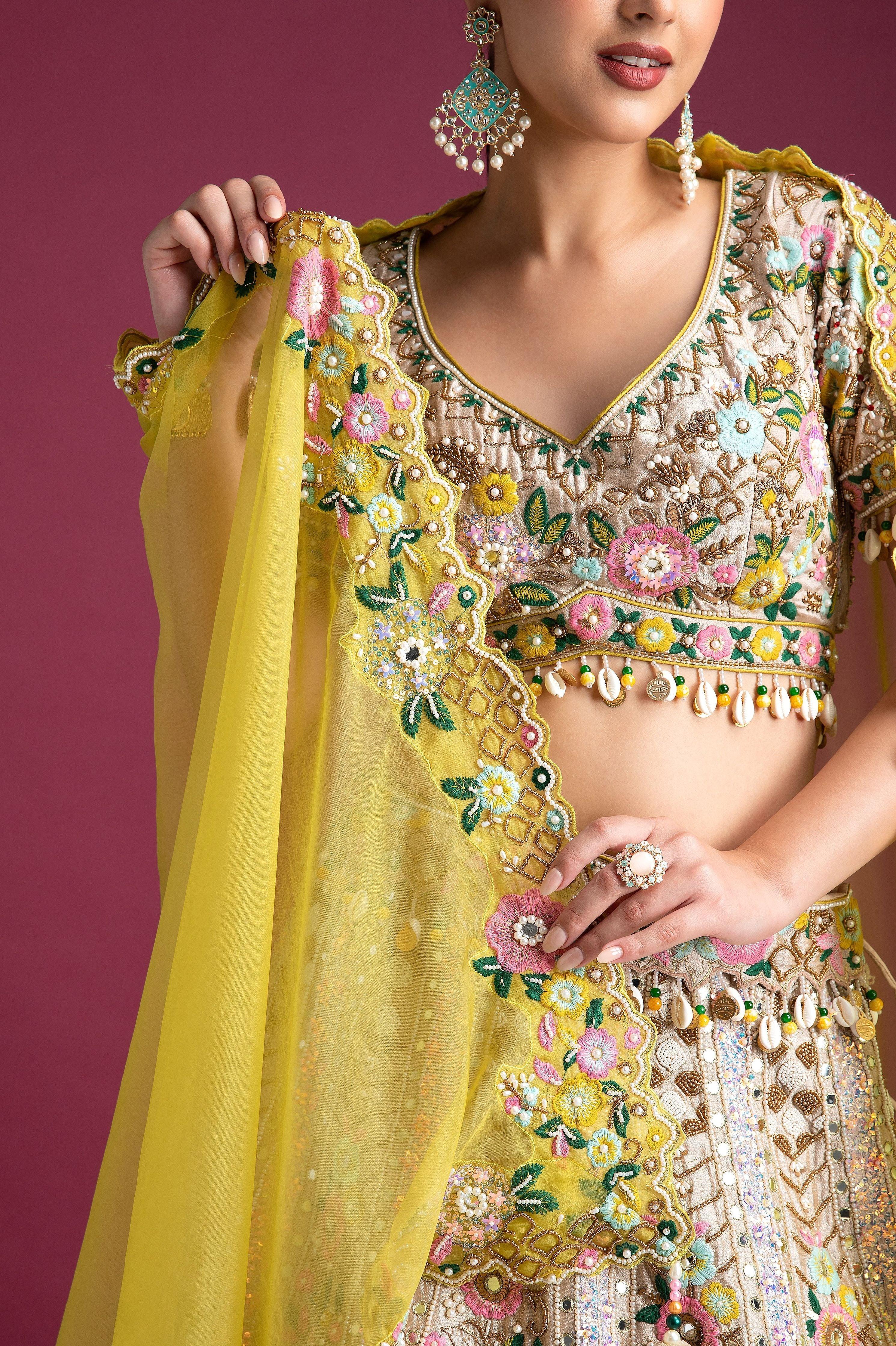 Ivory Silk Lehenga Set - Mokshaa