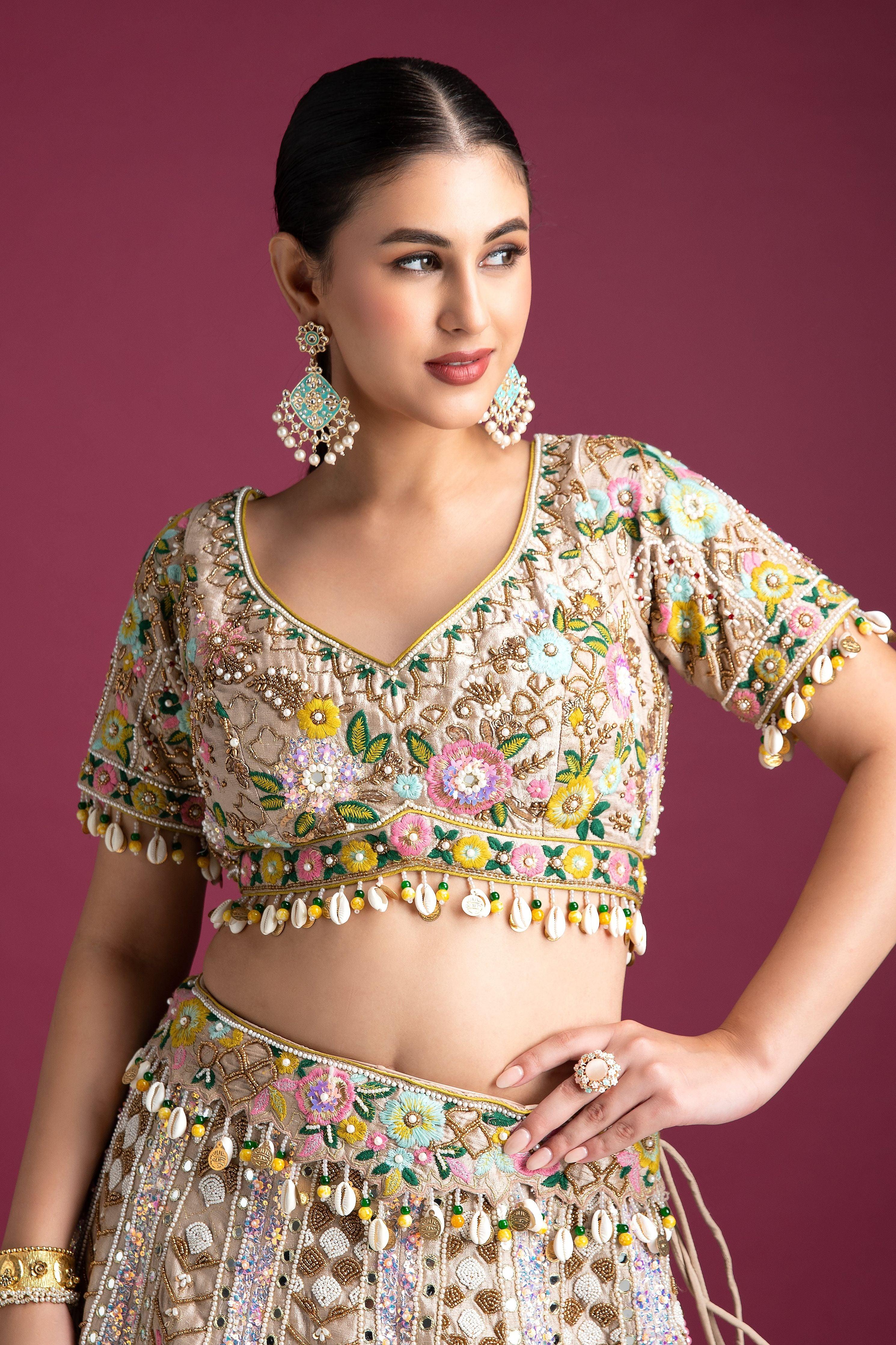 Ivory Silk Lehenga Set - Mokshaa