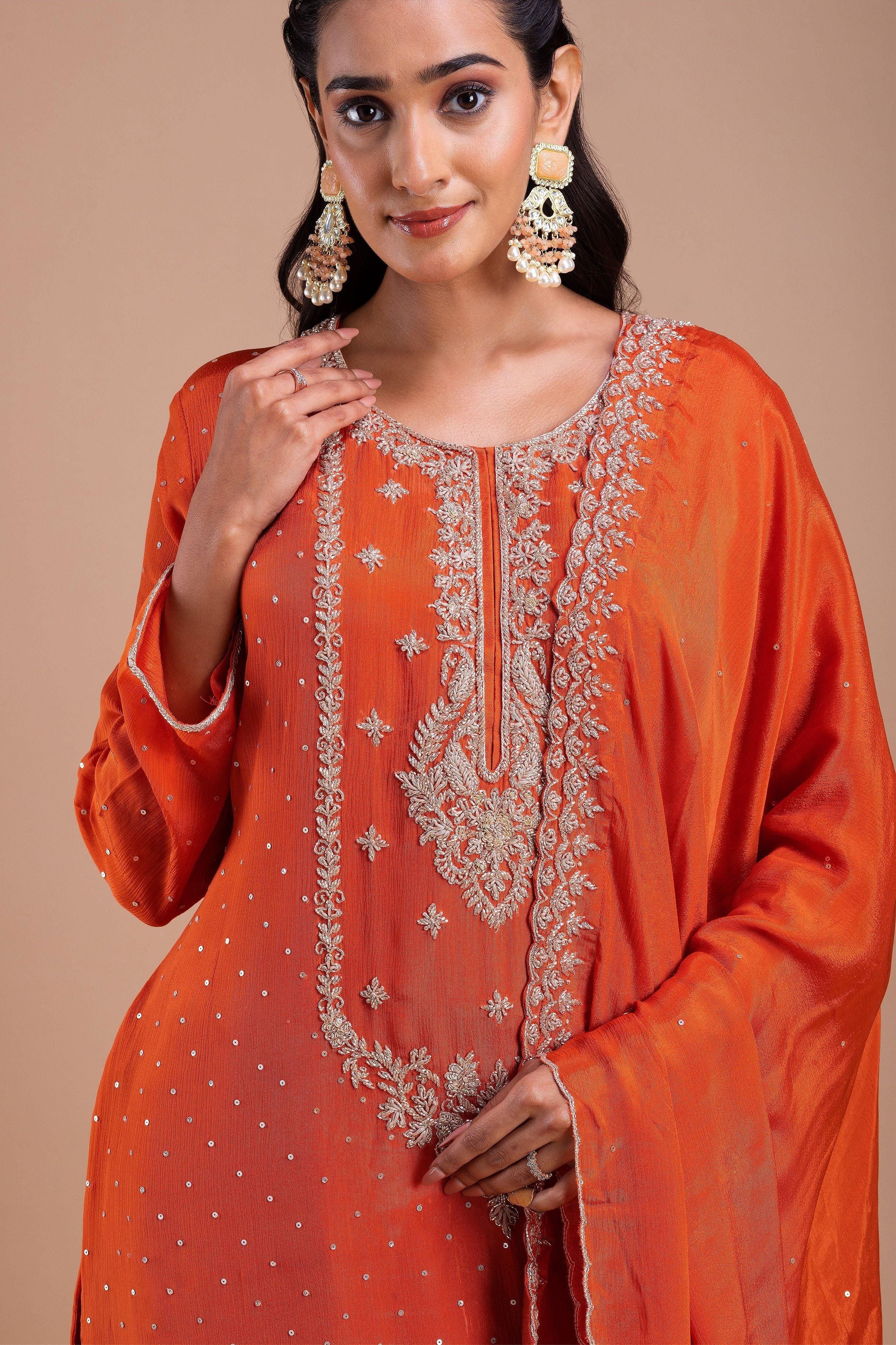 Burnt Orange Sharara Set Mokshaa