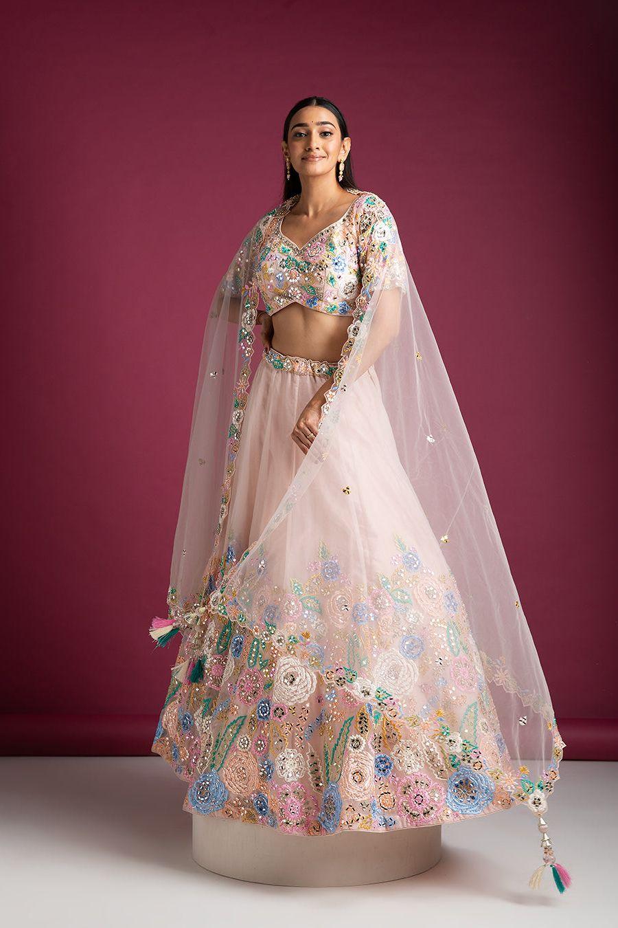 Blush Pink Lehenga Set - Mokshaa