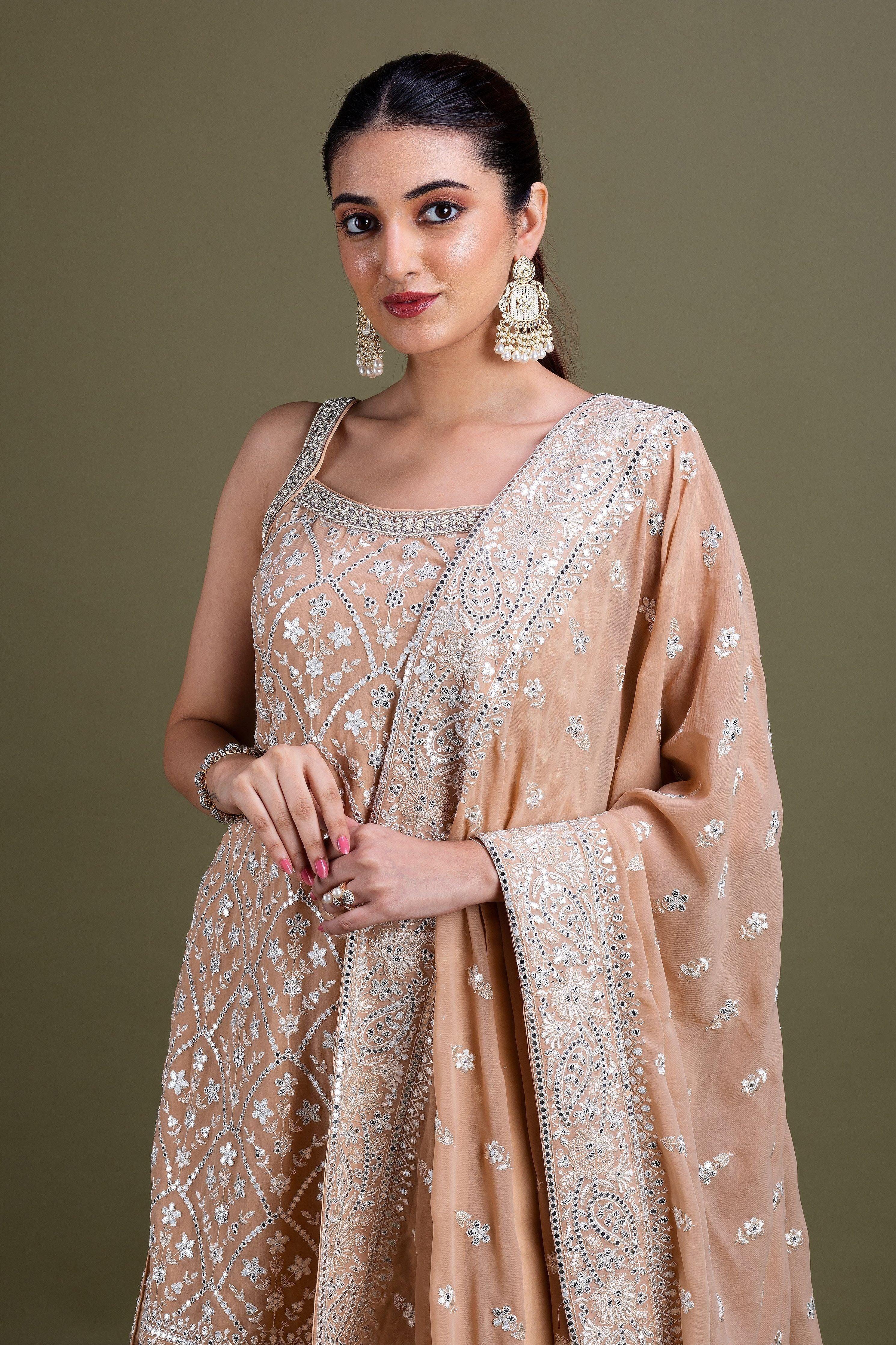 Beige Sharara Set Mokshaa