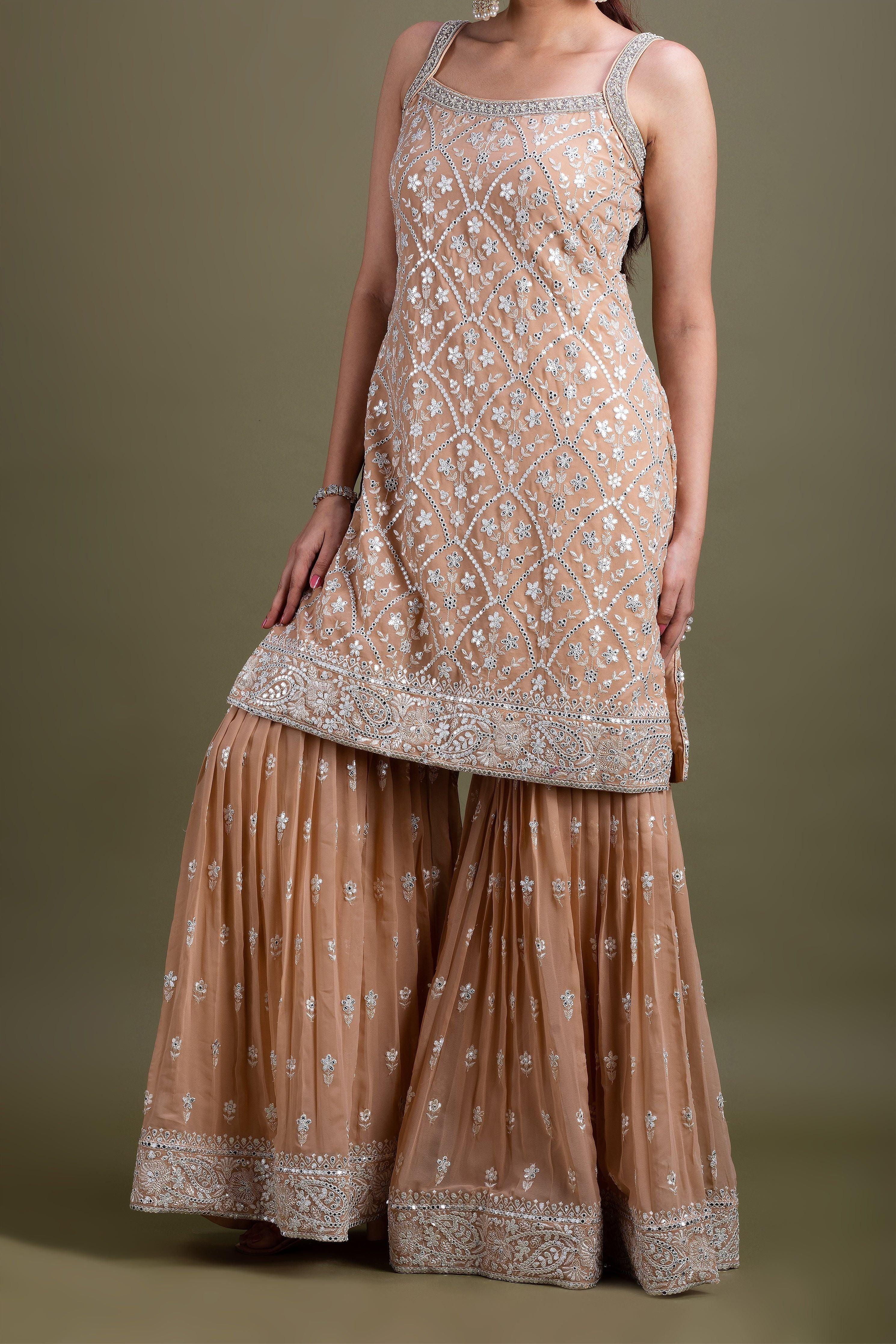 Beige Sharara Set Mokshaa