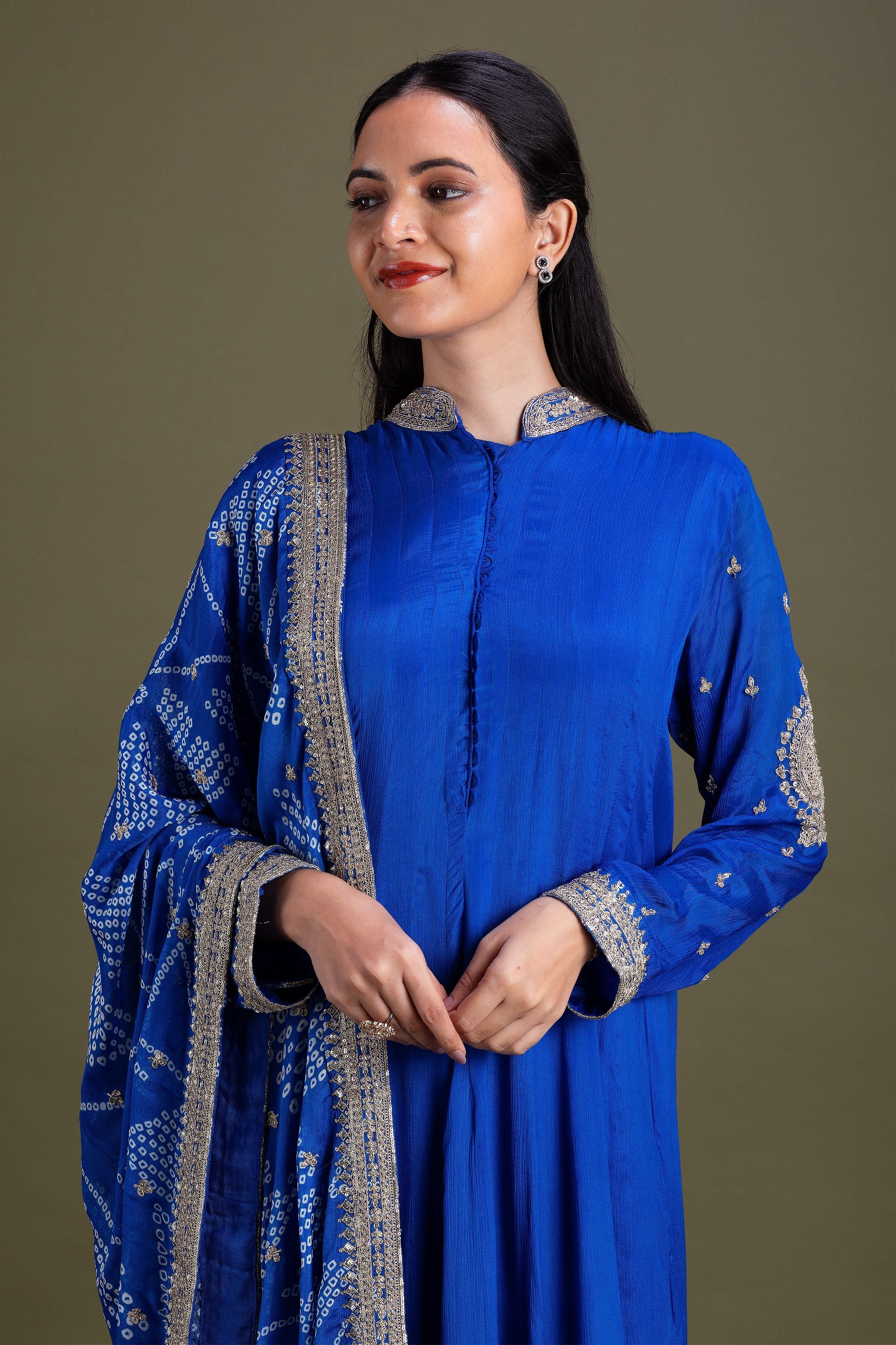 Royal Blue Anarkali Suit Mokshaa