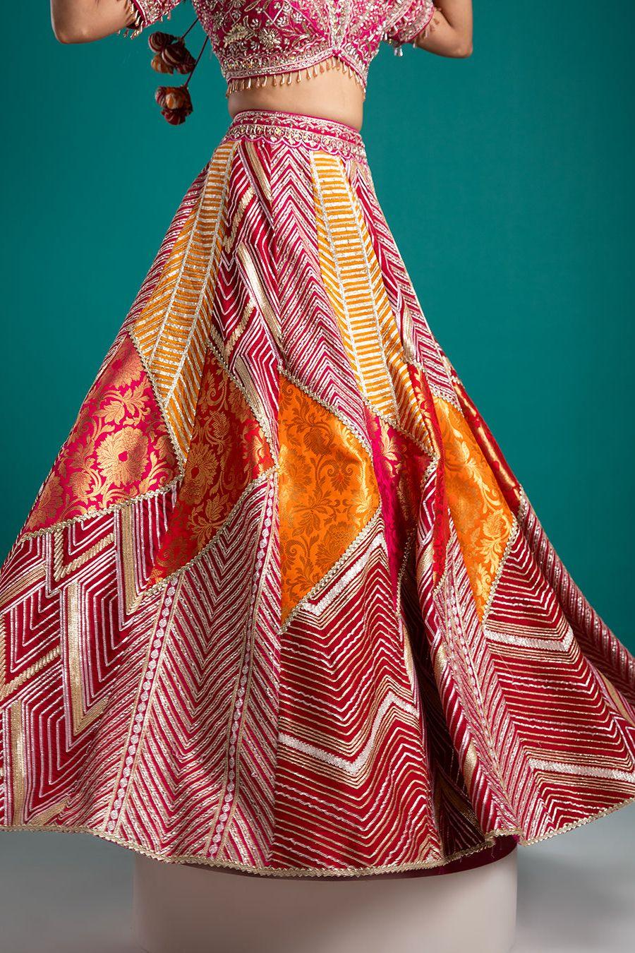 Multicolor Banarasi Silk Lehenga Set - Mokshaa