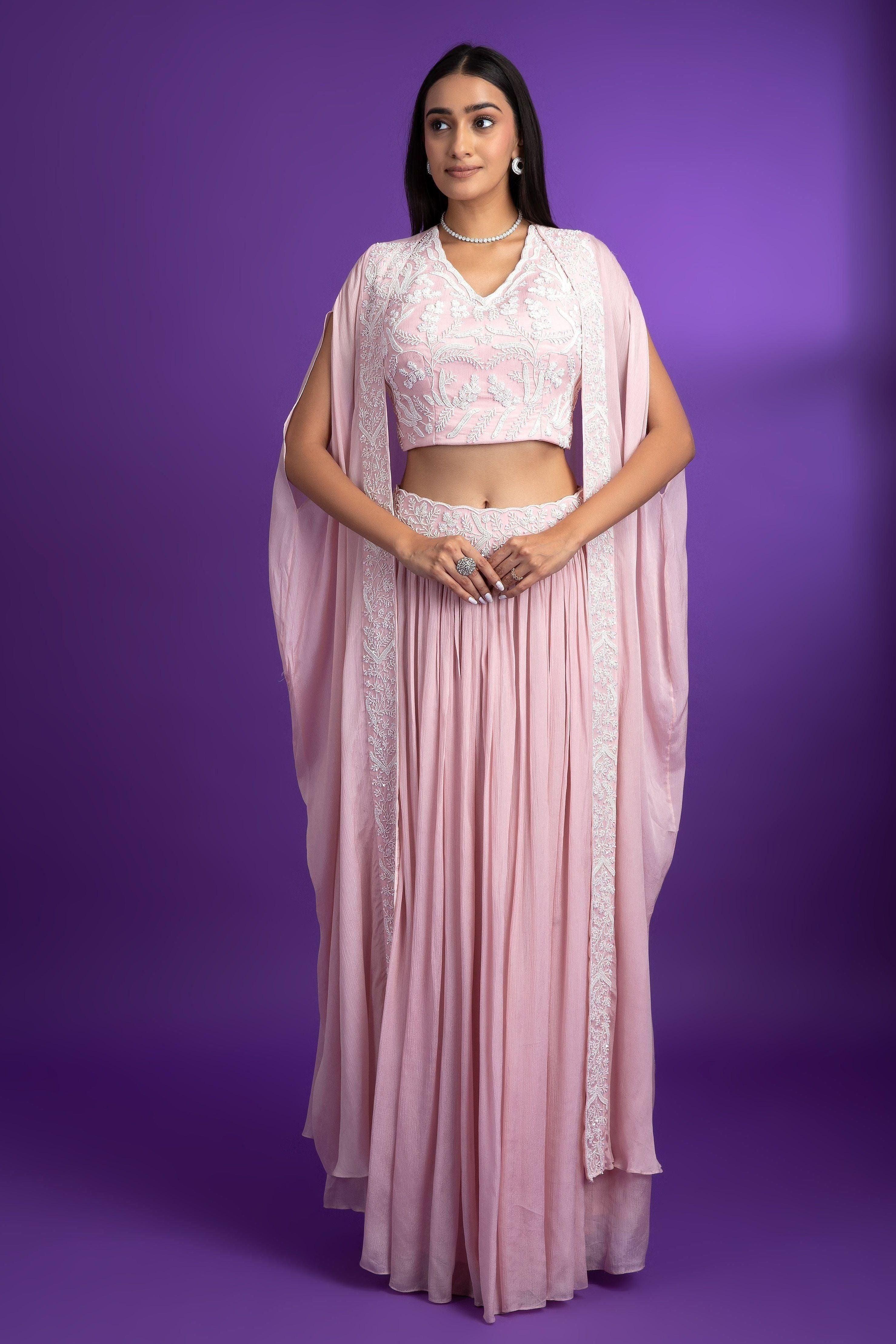 Pink Chiffon Indo-Western | Mokshaa