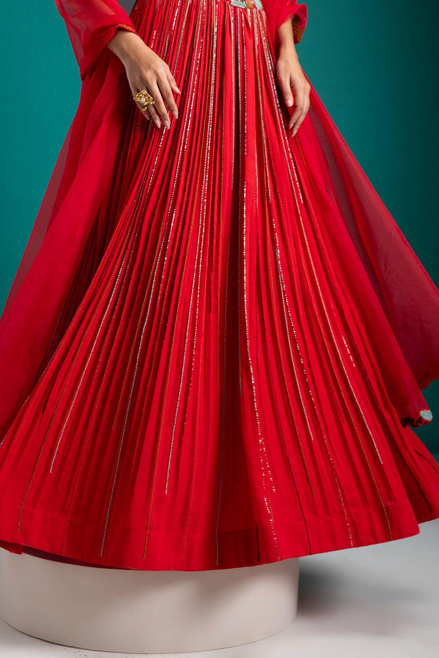 Scarlet Red Lehenga Set - Mokshaa