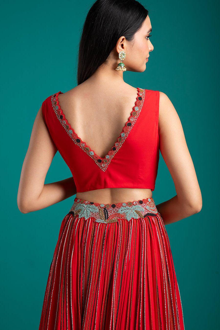 Scarlet Red Lehenga Set - Mokshaa