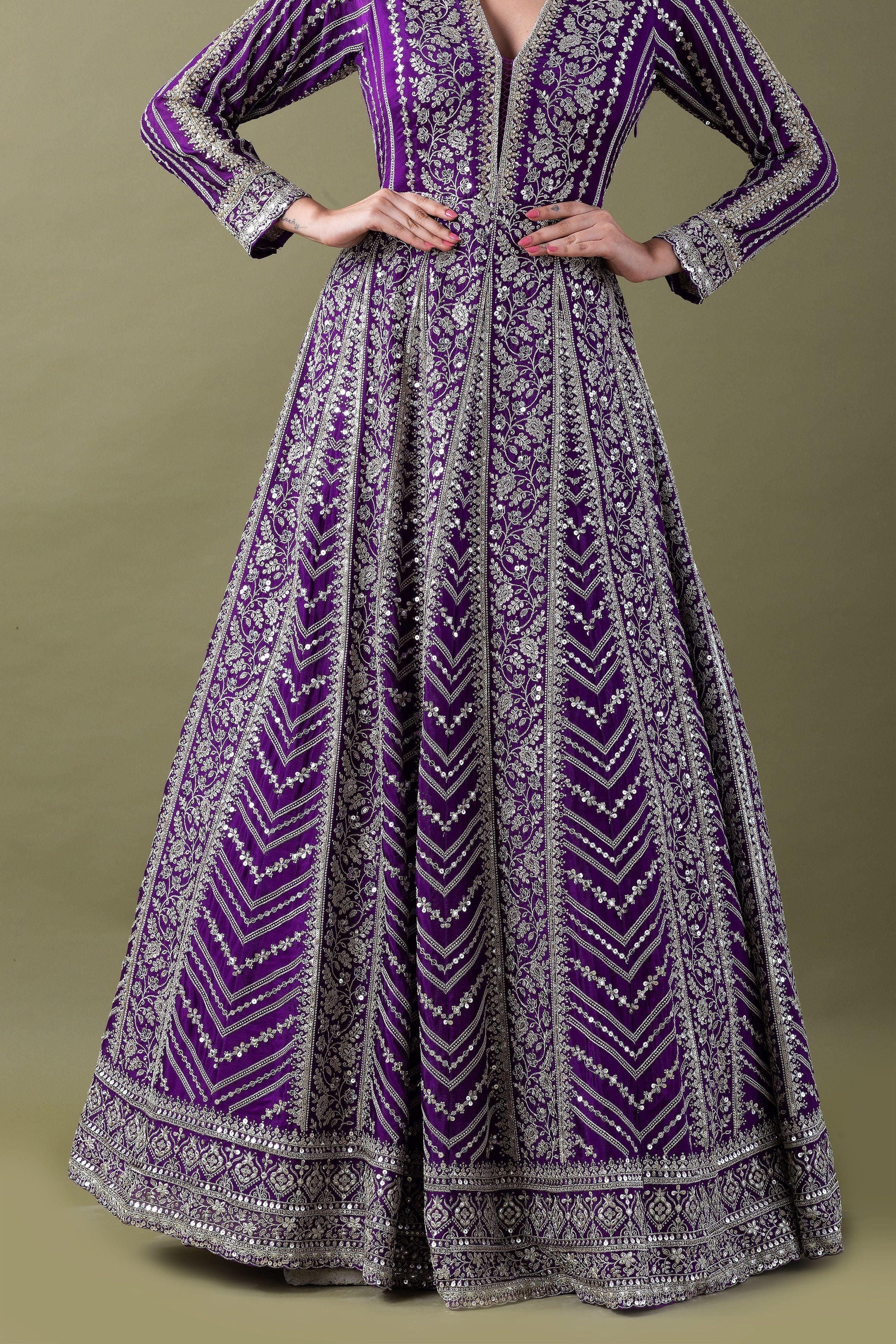 Royal Purple Anarkali Set - Mokshaa