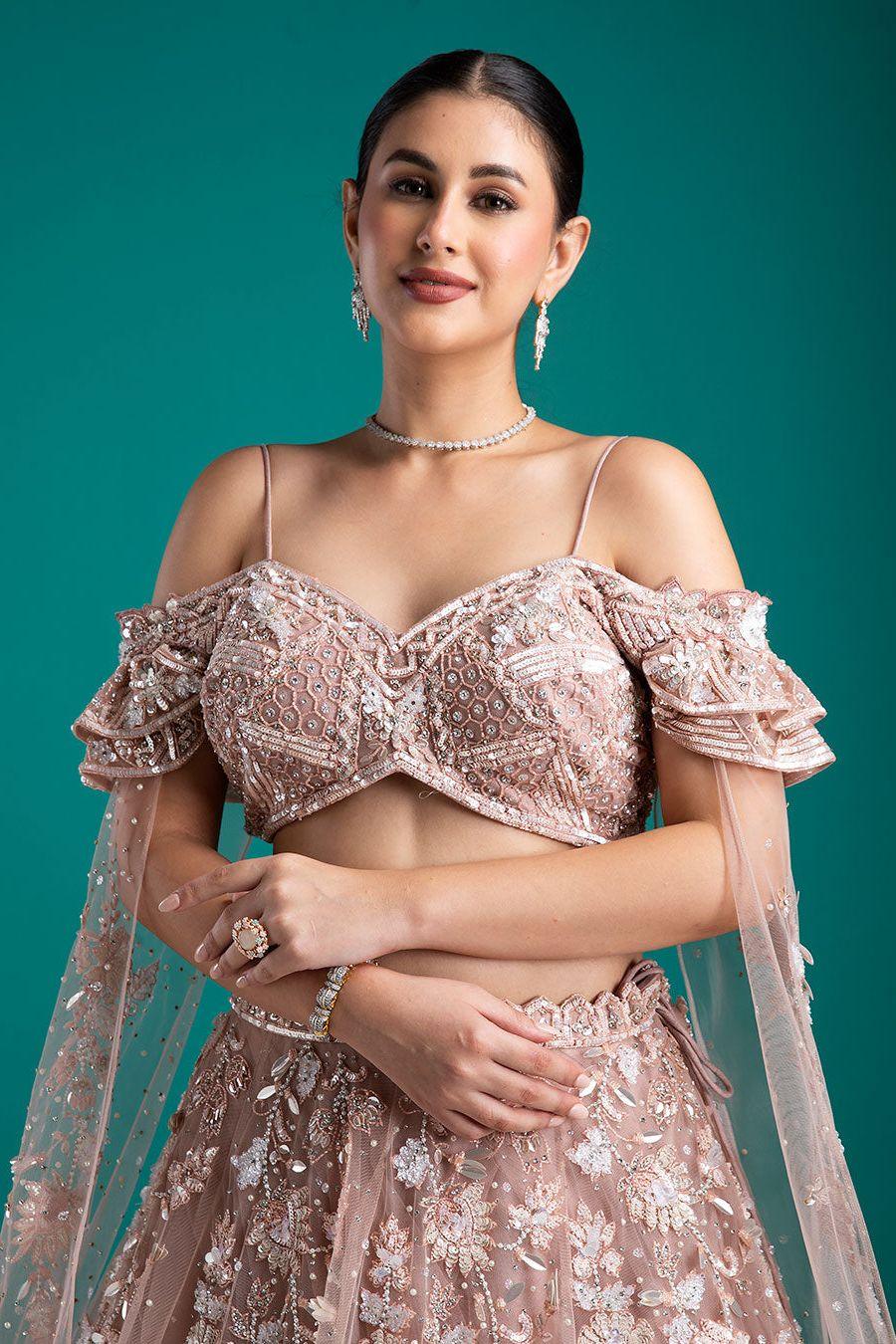 Blush Pink Embellished Lehenga Set - Mokshaa