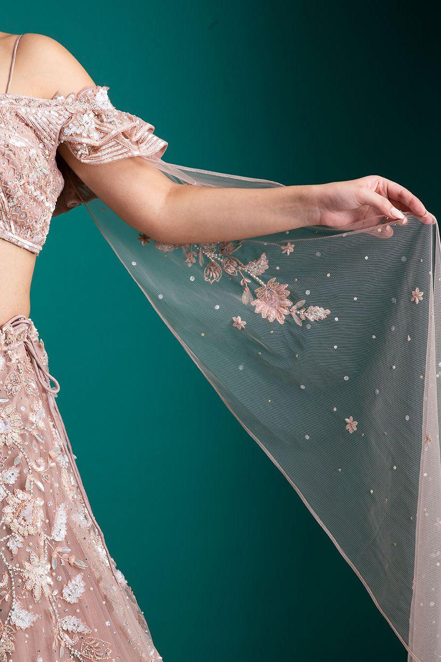 Blush Pink Embellished Lehenga Set - Mokshaa