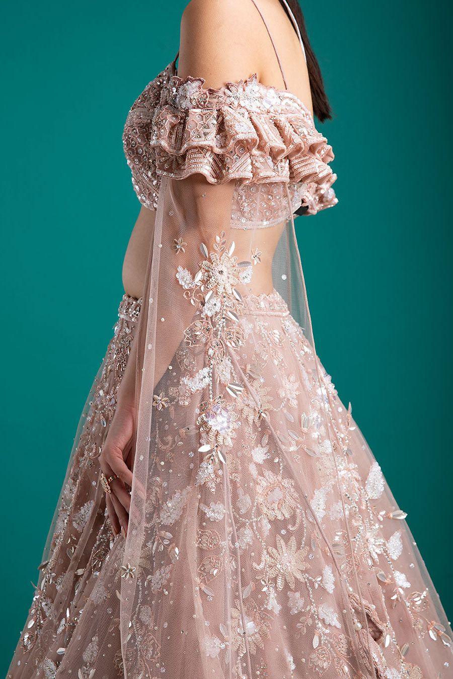 Blush Pink Embellished Lehenga Set - Mokshaa